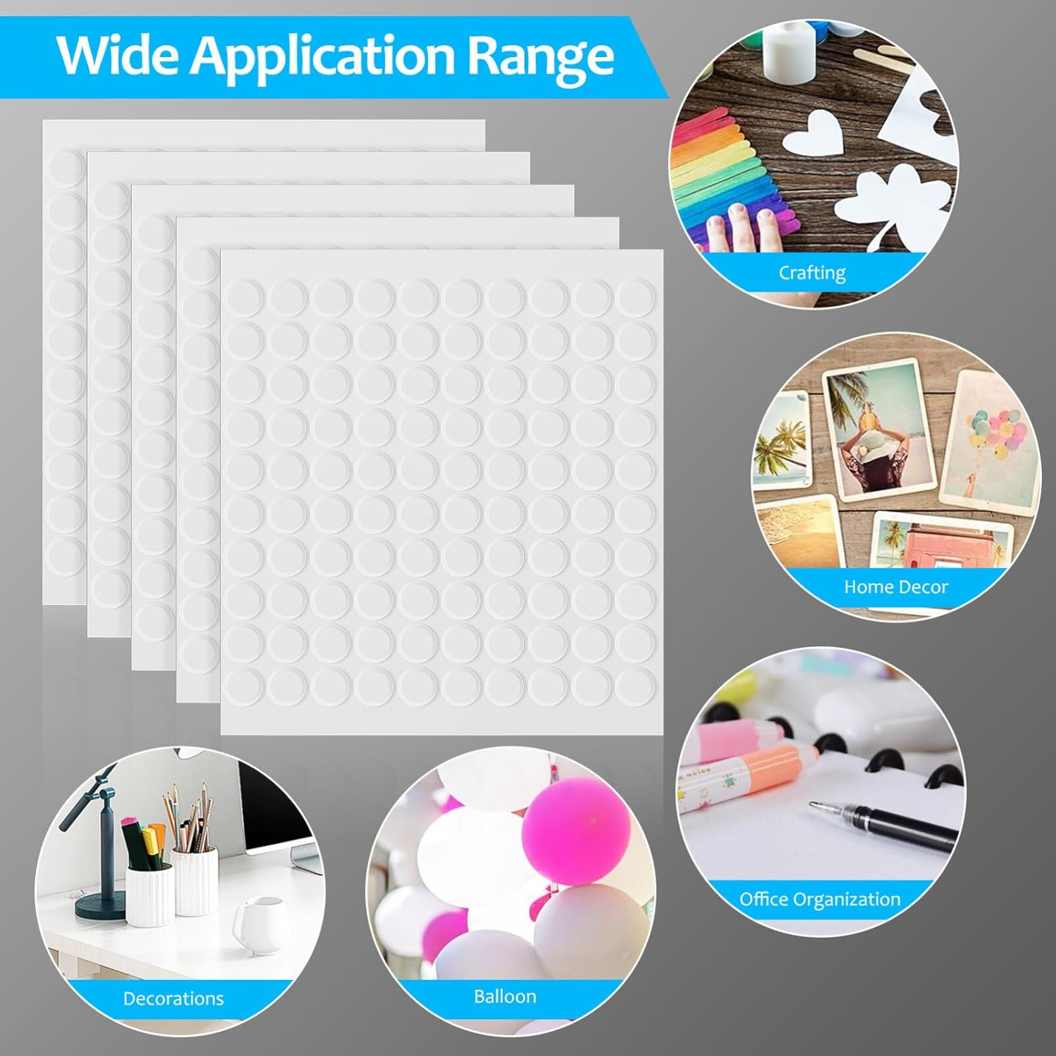 COHEALI Double Sided Adhesive Dots, Clear Removable Sticky Adhesive Mounting Putty, Waterproof No Trace Dots Adhesive Putty for Poster Picture Festival Decoration