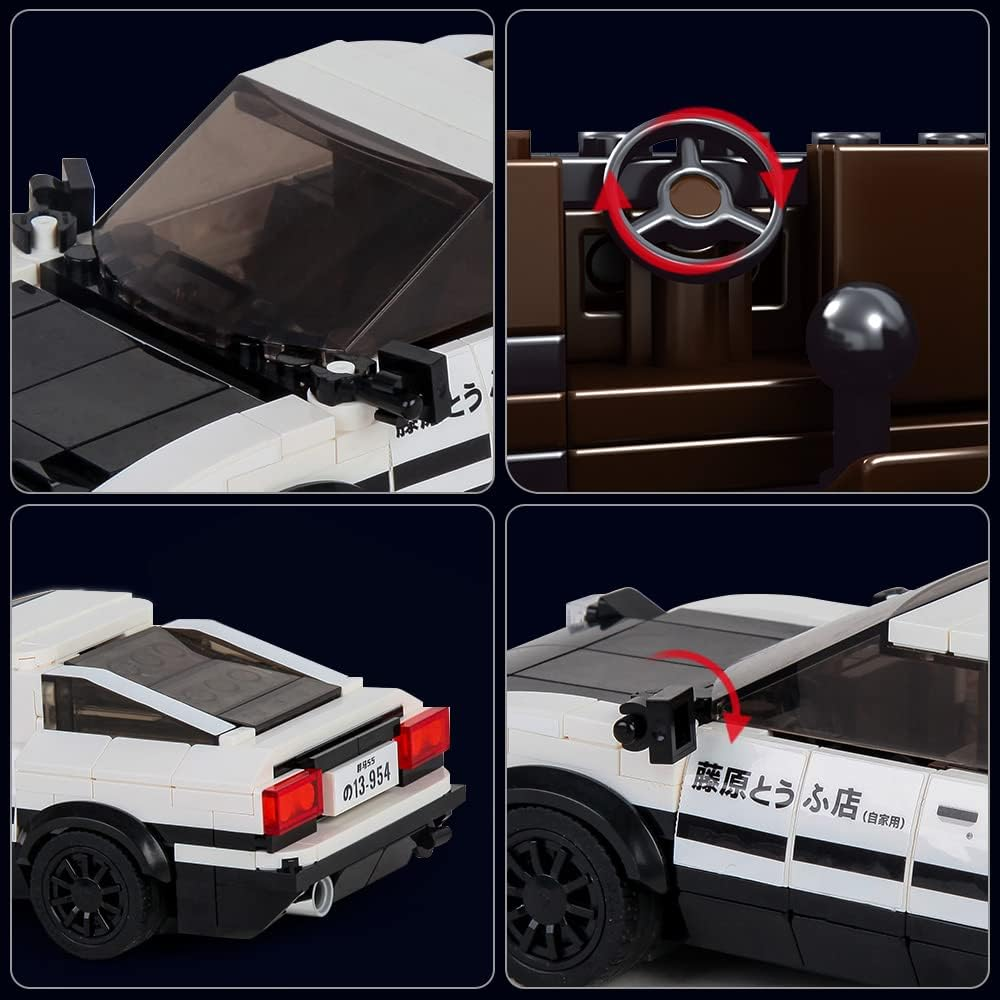 Mould King AE86 Initial D Toy Car Building Sets with Acrylic Display Case, Collectible Model Car Toy Building Blocks 27013, Cool Simulation Cockpit Speed Racingcar for Fans and Kids 8+ (399 Pieces) image number 5