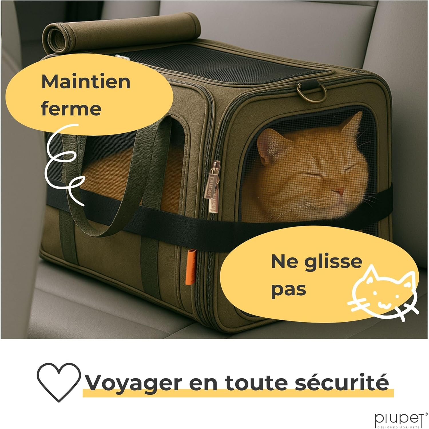 Piupet&reg; Cat Transport Box - Ideal for Cats and Small Dogs - Sturdy Transport Bag with Large Field of View - Cat Transport Box - Stylish Cat Box with Removable Fleece Mat image number 5