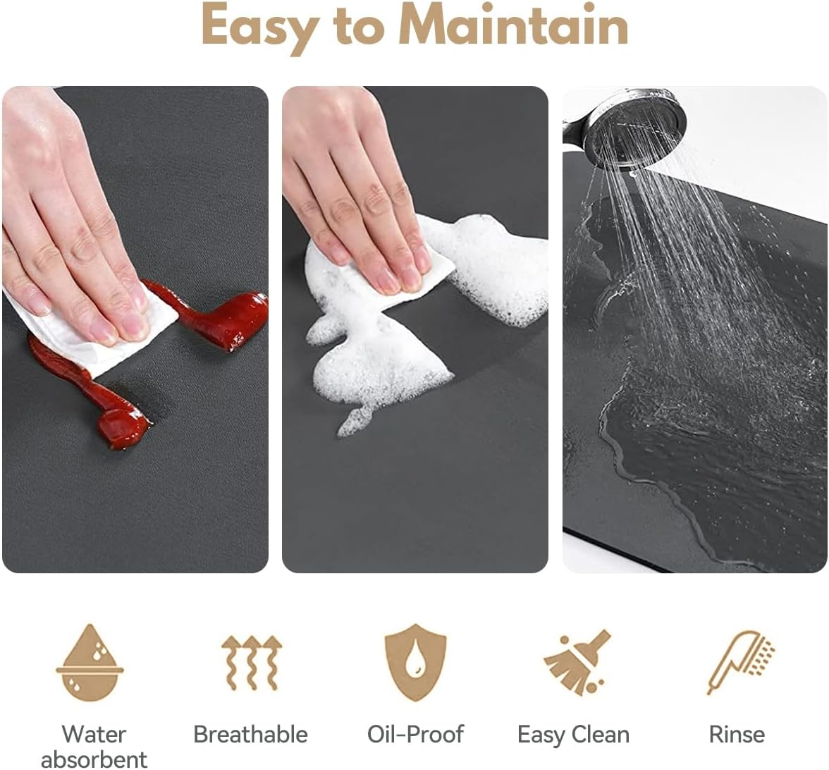 Proxima Direct 50 X 60CM Coffee Mat Hide Stain Rubber Backed Absorbent Dish Drying Mat Coffee Machine Mat Coffee Accessories for Kitchen Counter for Countertops Decor Service Spill Mat image number 5