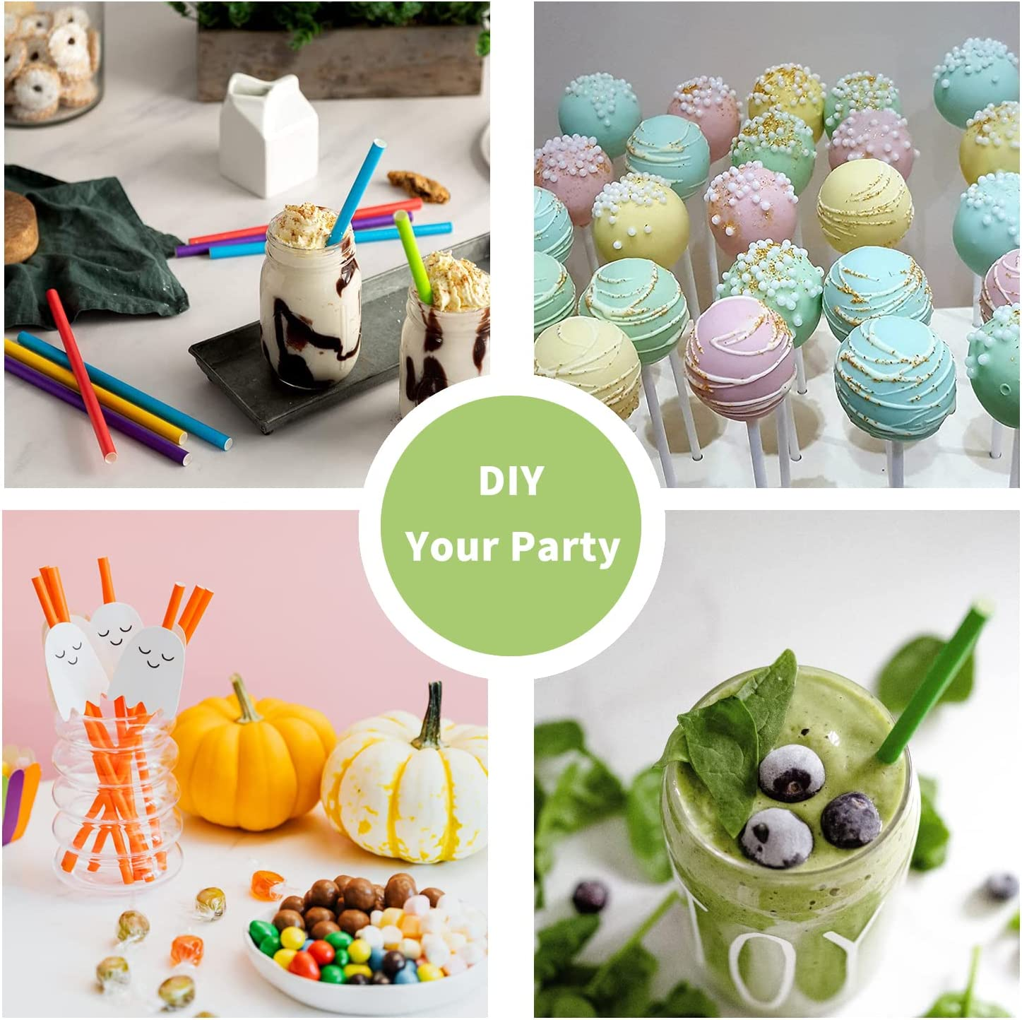 Biodegradable Solid White Paper Drinking Straw,100 Pack Disposable White Cocktail Straws Bulk for Party Supplies, Bridal Shower, Birthday, Weddings, Restaurant image number 2