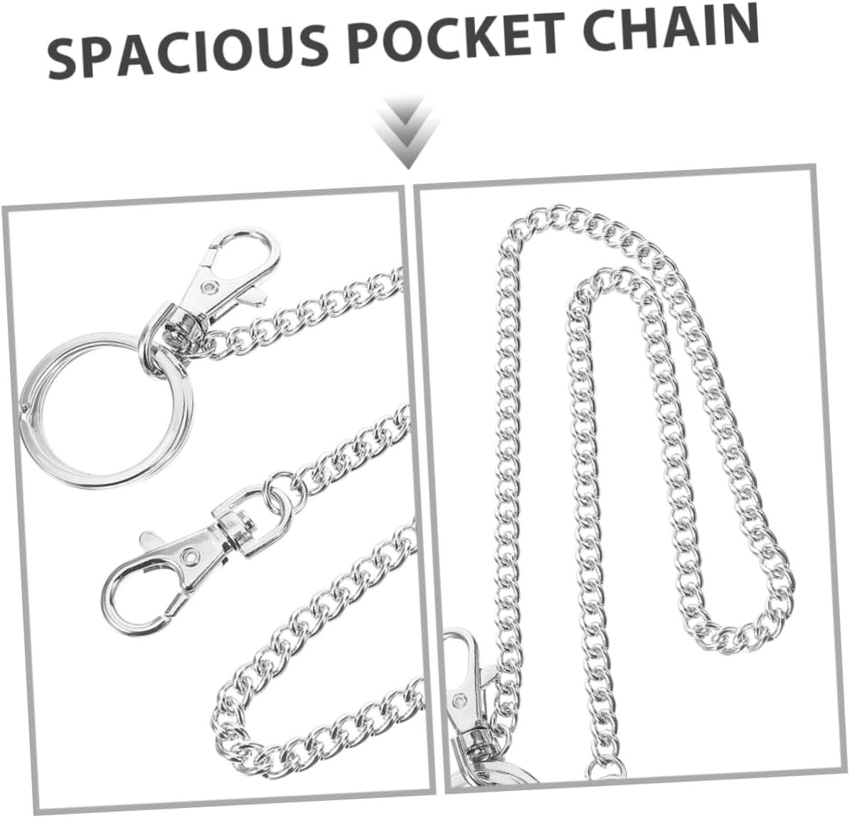 VERDANVERSE 3Pcs Adjustable Heavy Duty Jean Chain for Men Durable Metal Wallet and Keychain Pant Chain with Flexible Fit for Casual Outdoor Use