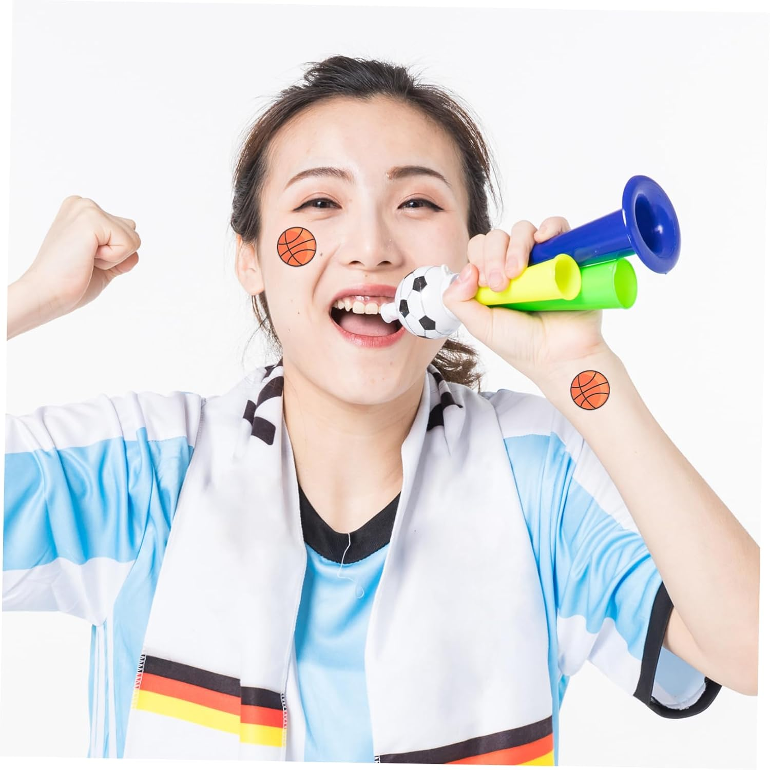 SOESFOUFU Basketball Temporary Stickers Waterproof Sports Body Sticker for Boys and Girls Women Game Face Decal Cheer Sturdy Arm Tattoo for Basketball Fans