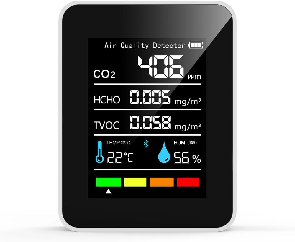 Poemtian Air Quality Monitor 5 in 1 Formaldehyde HCHO TVOC Tester LCD Temperature Humidity Tester Indoor CO2 Detector for Room Office Greenhouse Warehouse image number 3