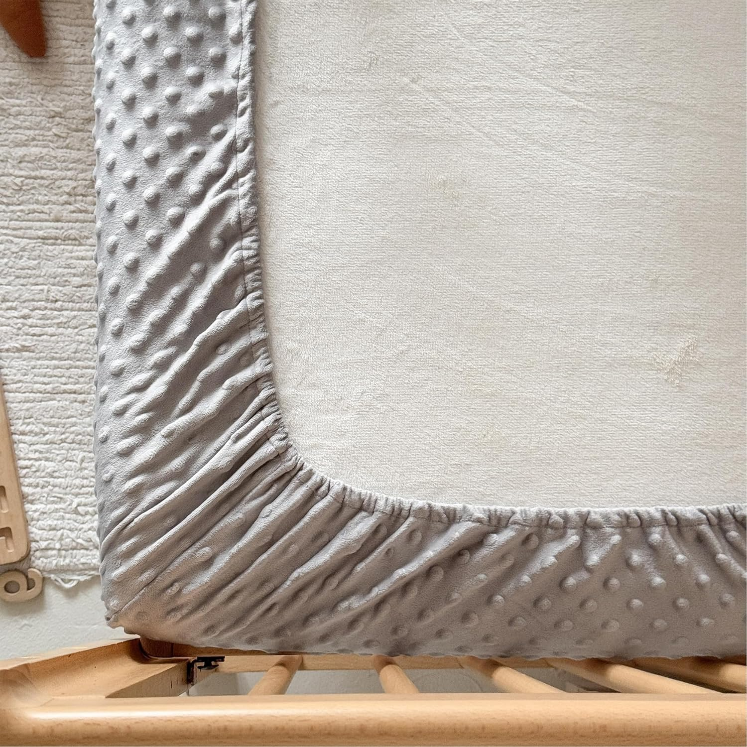 La&Sheer Baby Plush Crib Sheets for Boys Girls, Luxury Ultra Soft Fluffy Crib Sheet for Standard Crib Mattress(28"X 52"), Fuzzy Fitted Crib Mattress Sheet(Gray) image number 7