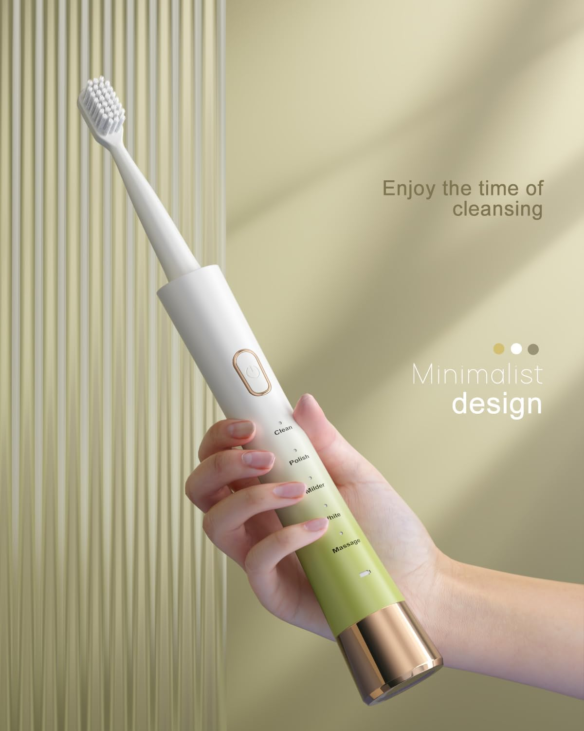 Upgrade Sonic Electric Toothbrush for Adults, 8 Replacement Brush Heads, Rechargeable Electric Toothbrush with 2-Minutes Timer IPX7 Water-Proof, for Indoor & Outdoor, White & Green Gradient image number 5