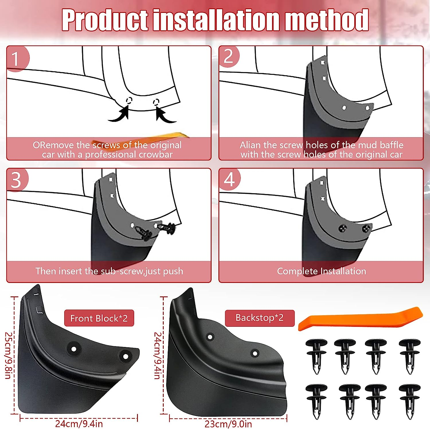 Mud Flaps for Tesla Model Y, Mud Flaps Splash Guards Tire Protector for 2020-2024 Tesla Model Y, Mudguard No Drilling Required Mudflaps Accessories image number 5