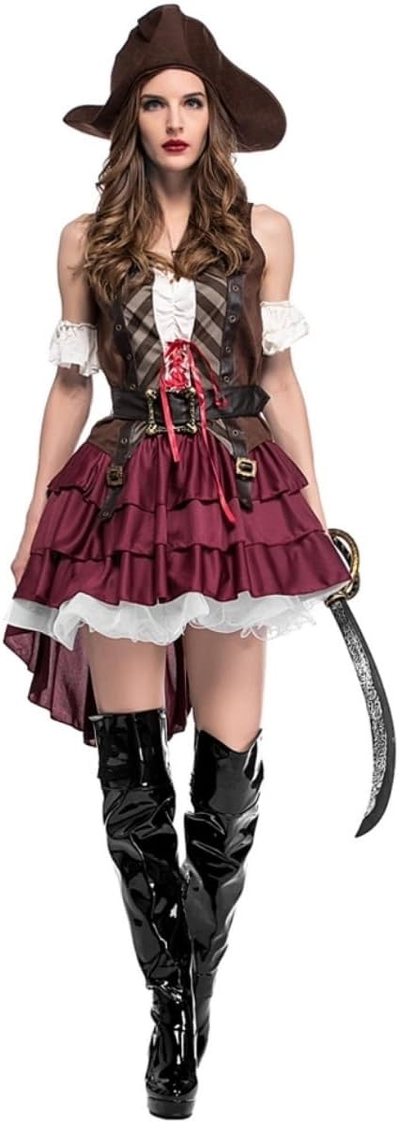 Costume Bay Women'S Sexy Pirate Costume Polyester Adventurous Seas Caribbean Swashbuckler Pirate Outfit Party Halloween Event Masquarade Cold Sultry Dress image number 4