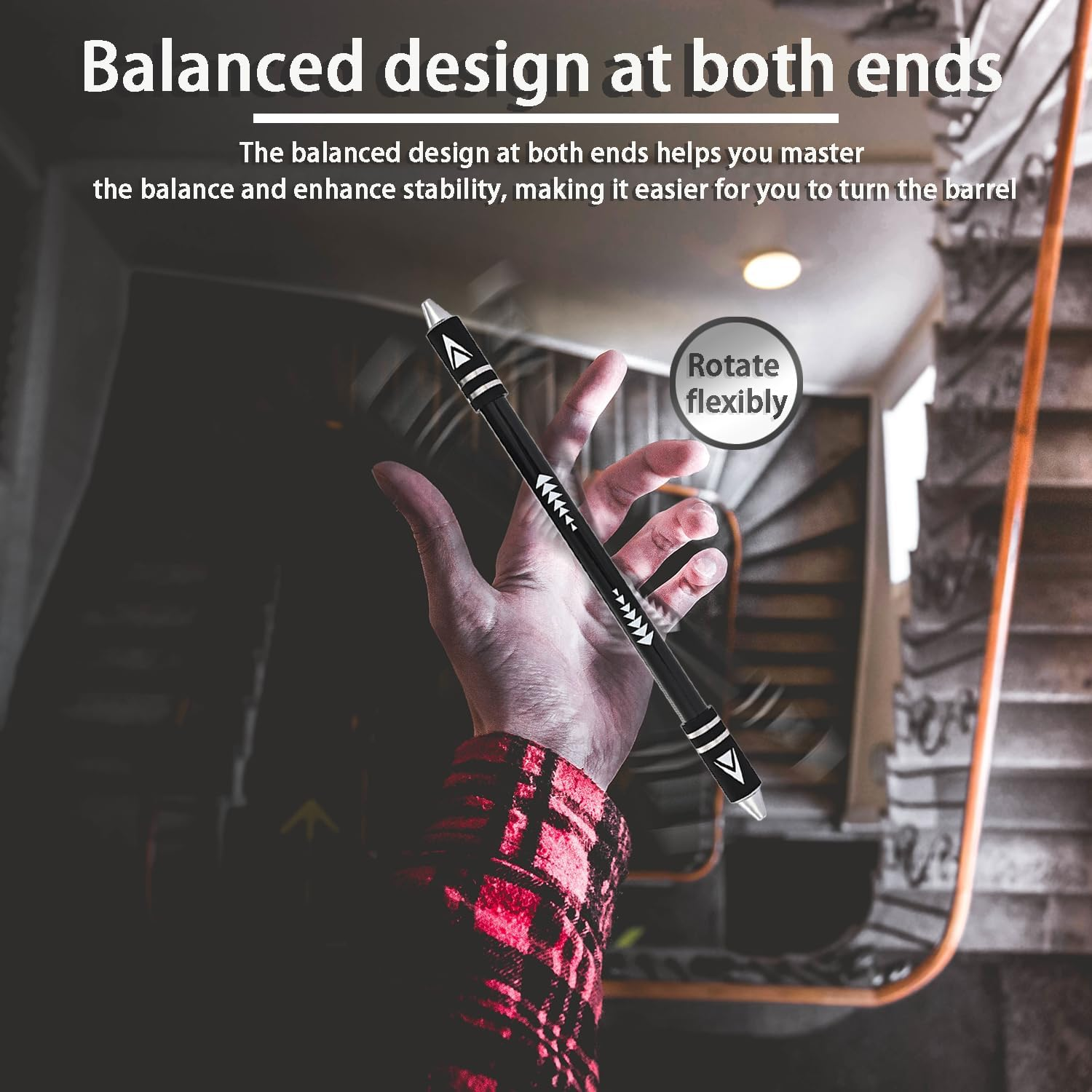 Metal Head Spinning Pen Dual-Color No Refill Needed 8.5-Inch Weighted Fidget Spinner Pen for Adults Office Supplies Finger Spinner for Stress Relief and Brain Training (Black/White) image number 4