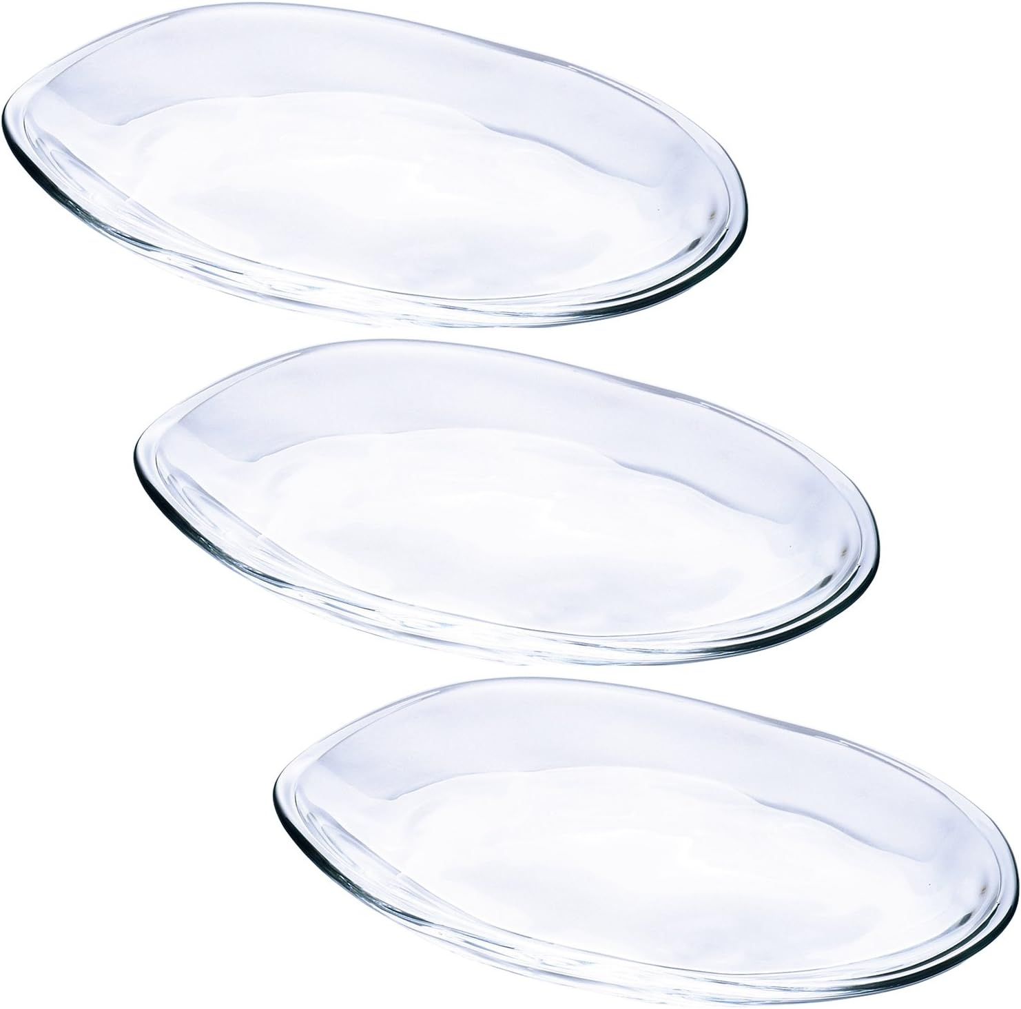 ADERIA P6283 Sneaker Mini Tray, Clear, Set of 3, Made in Japan, Dishwasher Safe, Bean Plate, Small Plate, Serving Plate, Cake Plate, Dish, Lunch Glass, Middle Plate, Japanese Dish, Boys, Long Plate,