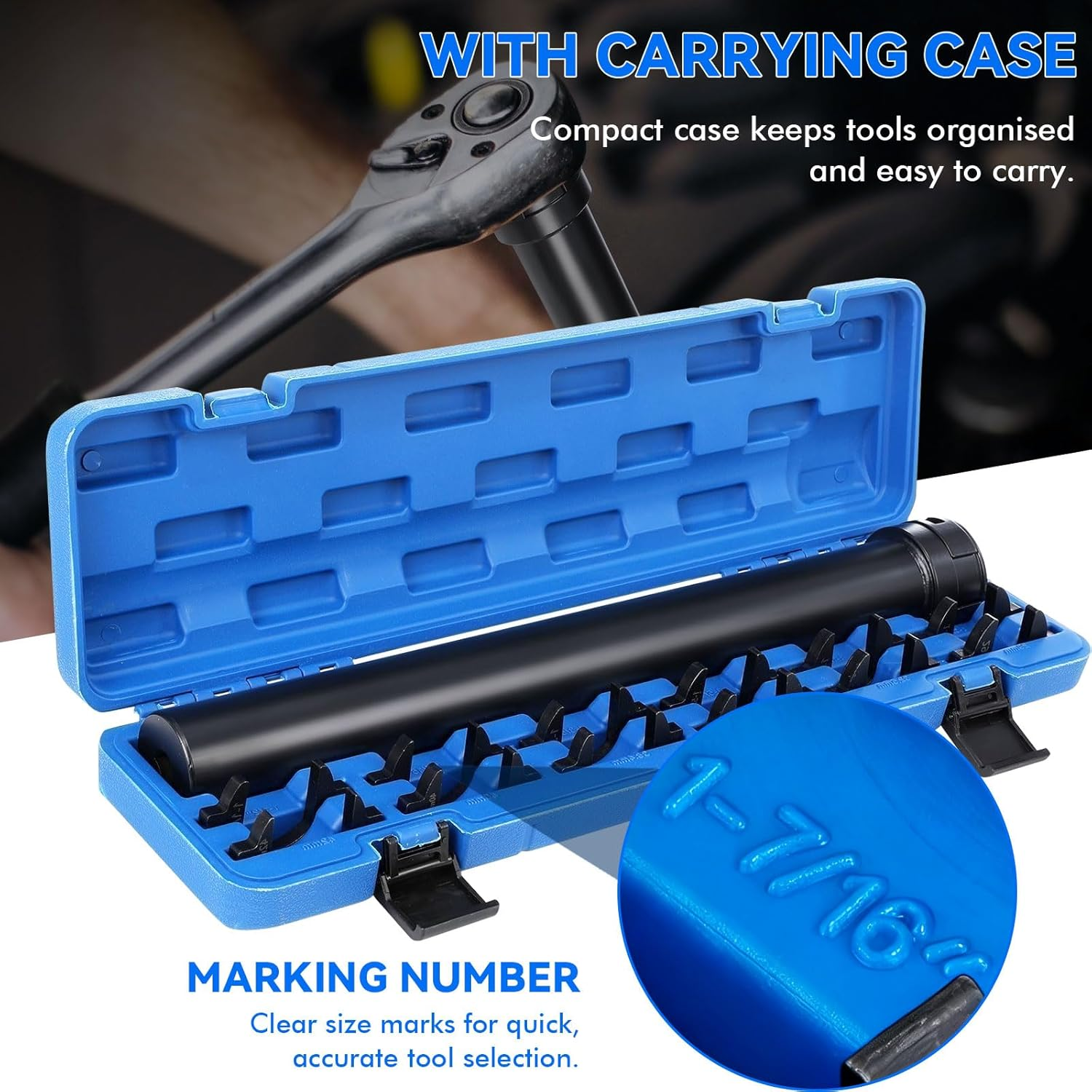 13PCS Inner Tie Rod Removal Tool Kit with 12 Crowfoot Adapters & 1/2 Inch Drive Tube, Durable Master Inner Tie Rod Tool Set for Removal & Installation, Automotive Tie Rod End Tool for Most Vehicles image number 4