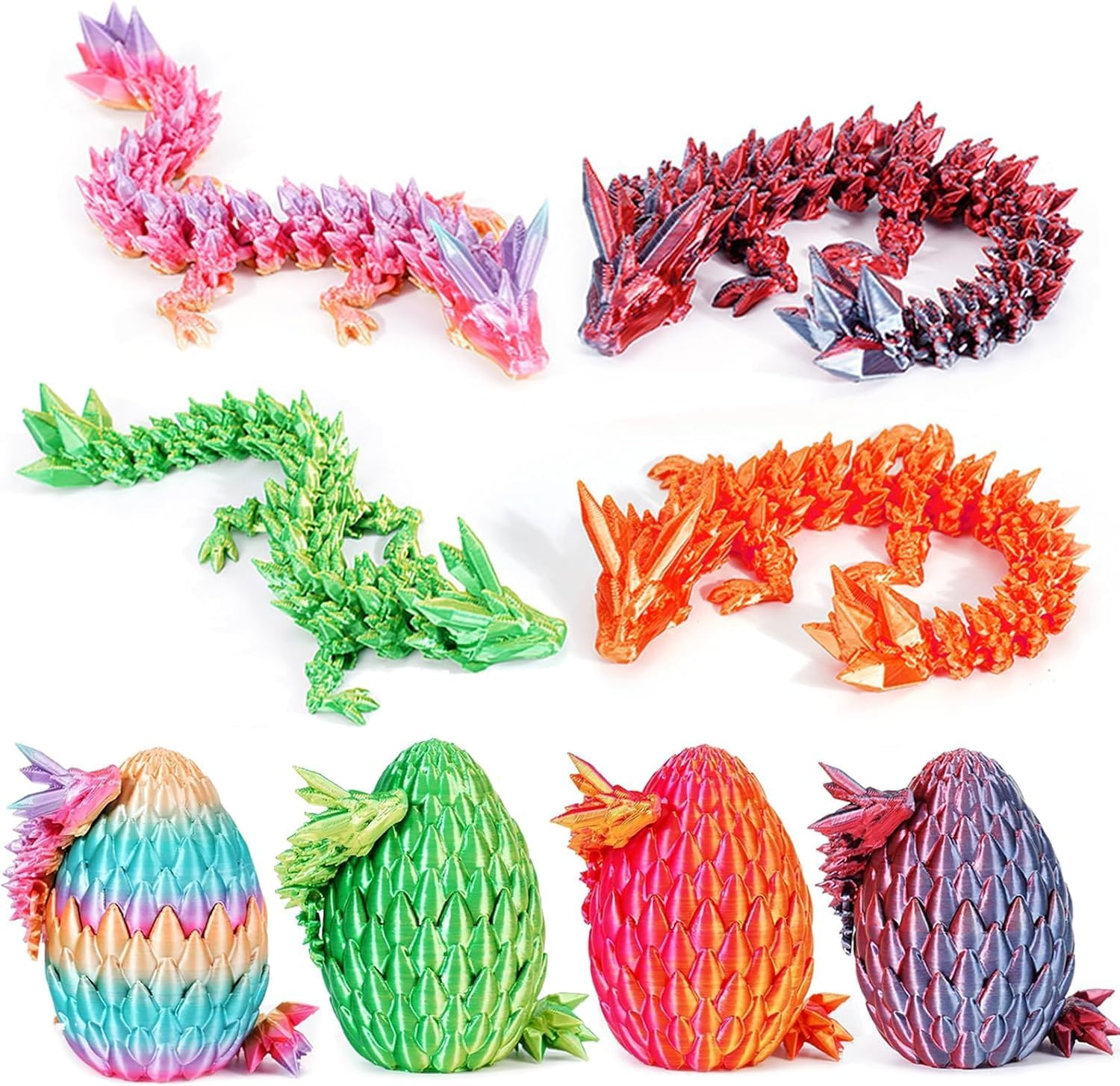 4 Pack Dragon Egg, 3D Printed Eggs with Dragon inside Easter Egg Adults Fidget Toy, Mystery Easter Toys, Kid Desk Decor Creative Ornaments Birthday Gift 3D Printed Animals（4Pcs） image number 1