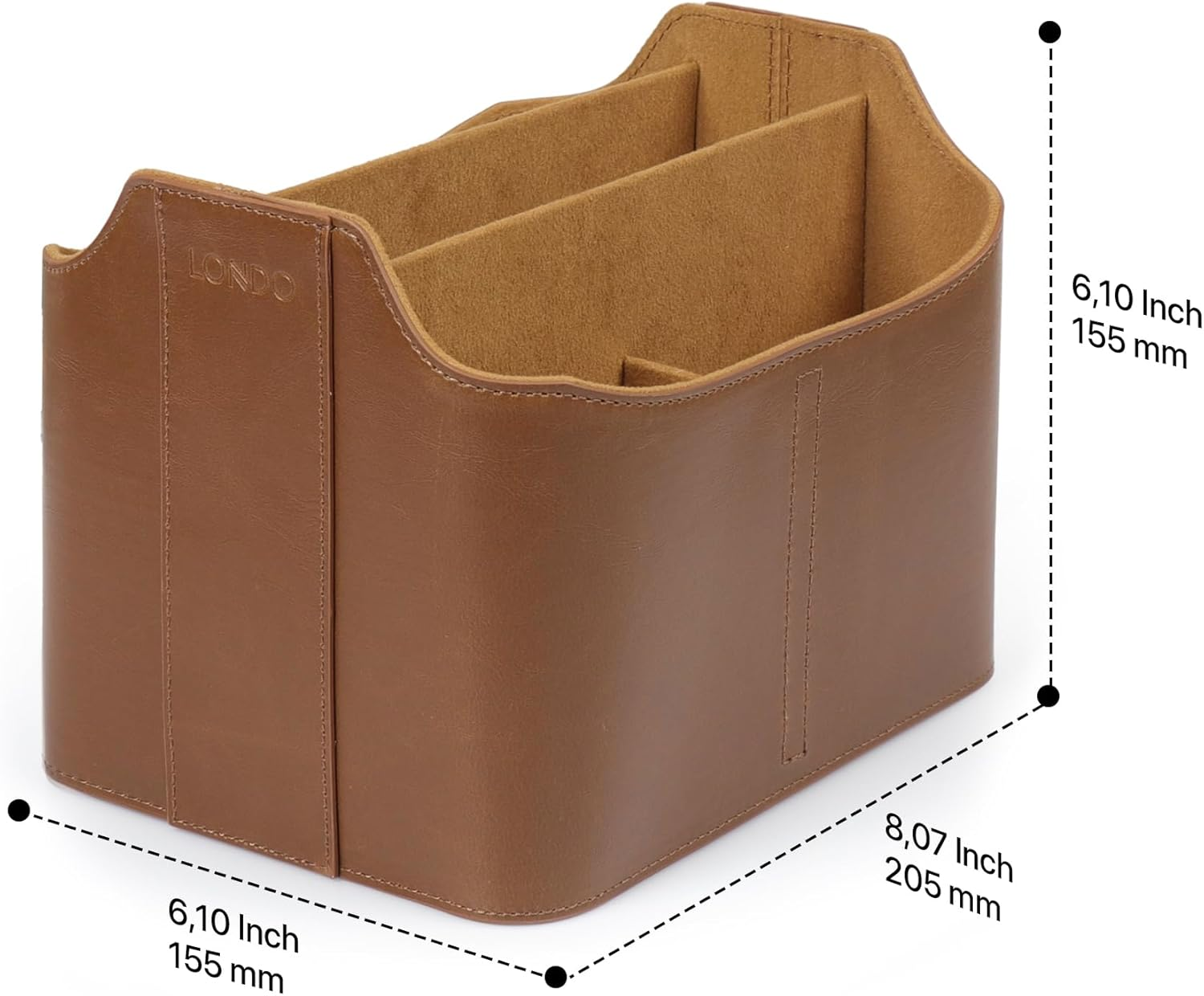 Londo Leather Remote Control Organizer and Caddy with Tablet Slot - L.Brown image number 6