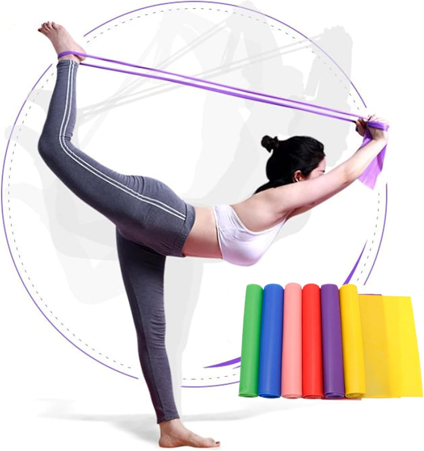Resistance Exercise Bands, 2Pcs Exercise Elastic Straps for Yoga Pilates, Workout Strength Training Bands image number 1