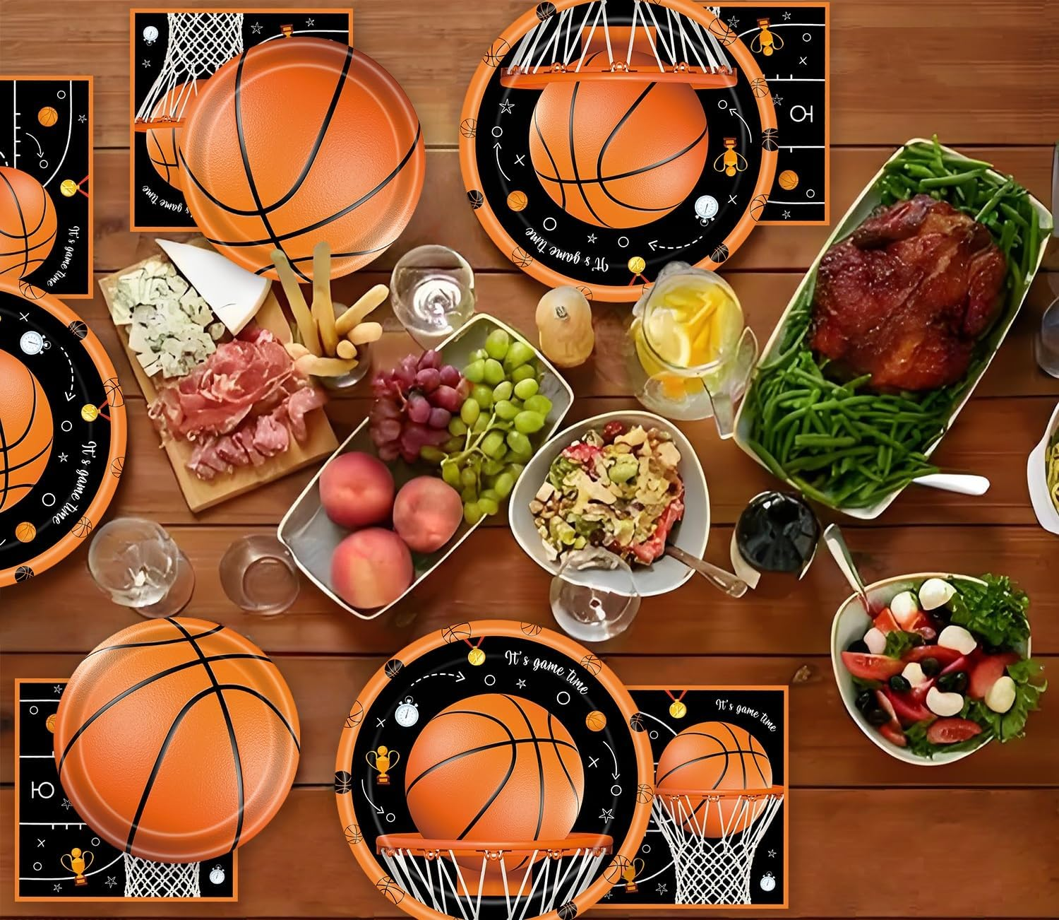 60 Pcs Basketball Paper Plates and Napkins Disposable Birthday Party Plates Dinner Dessert Tableware Supplies for Kids Basketball Birthday Sports Themed Party Decorations Serve 20 - Independence Day image number 3