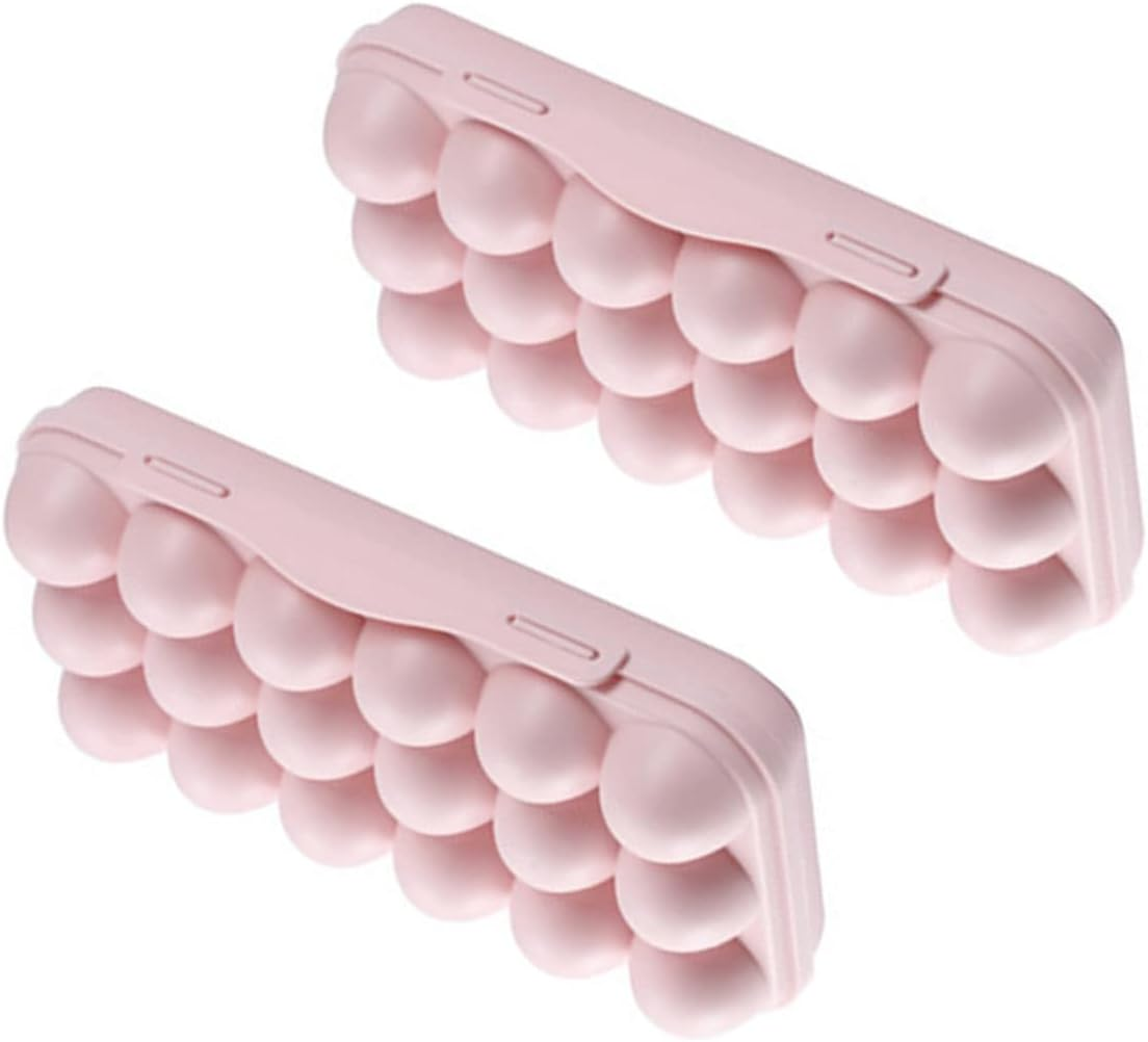 MAGICLULU Egg Storage Container 18 Grids Plastic Refrigerator Egg Holder Portable Anti-Collision 2Pcs Pink Stackable Box for Home - Grey image number 7