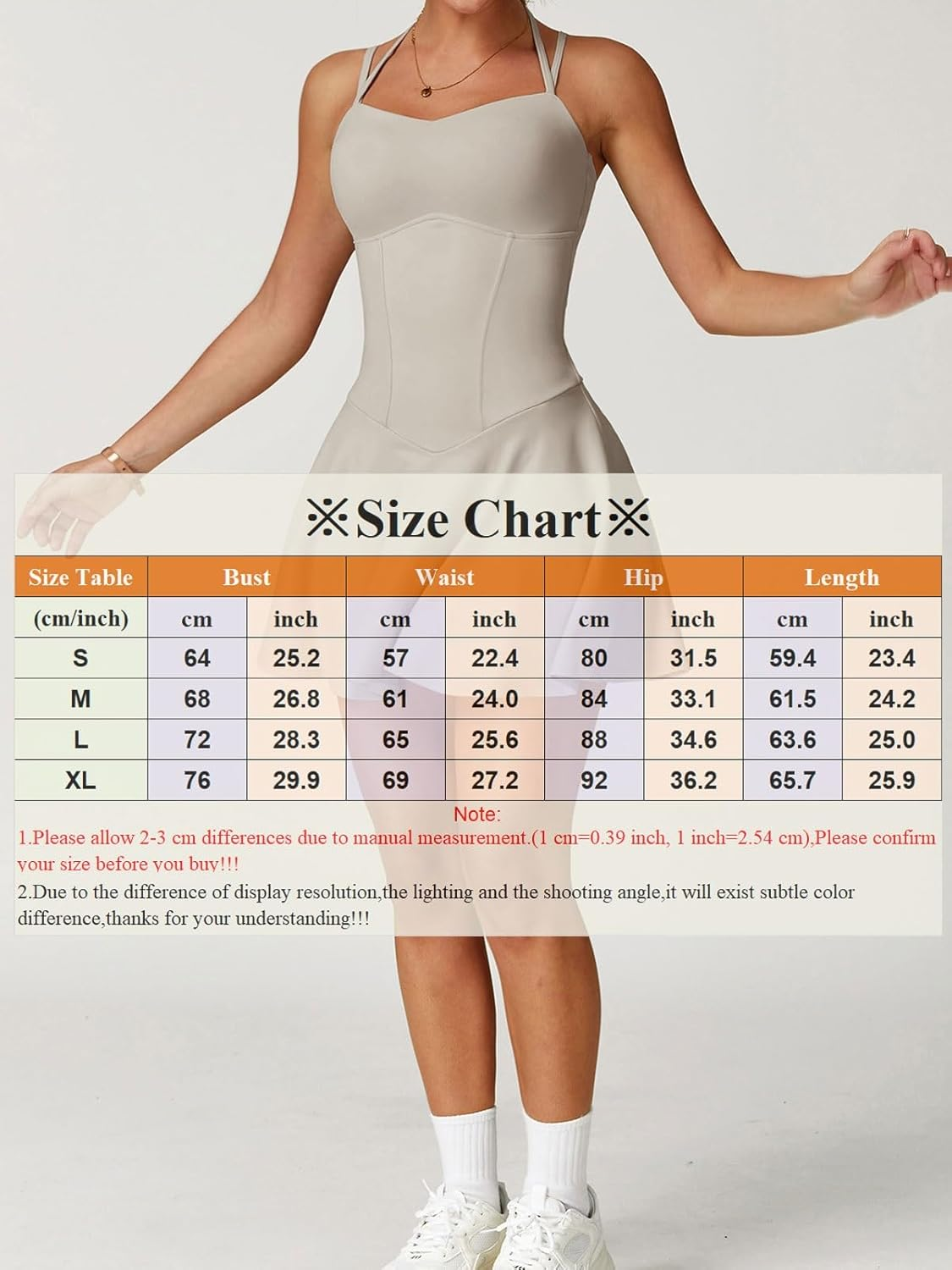 Tummy Control Tennis Dress for Women Backless Spaghetti Strap Active Dresses with Built-In Shorts and Bra image number 3