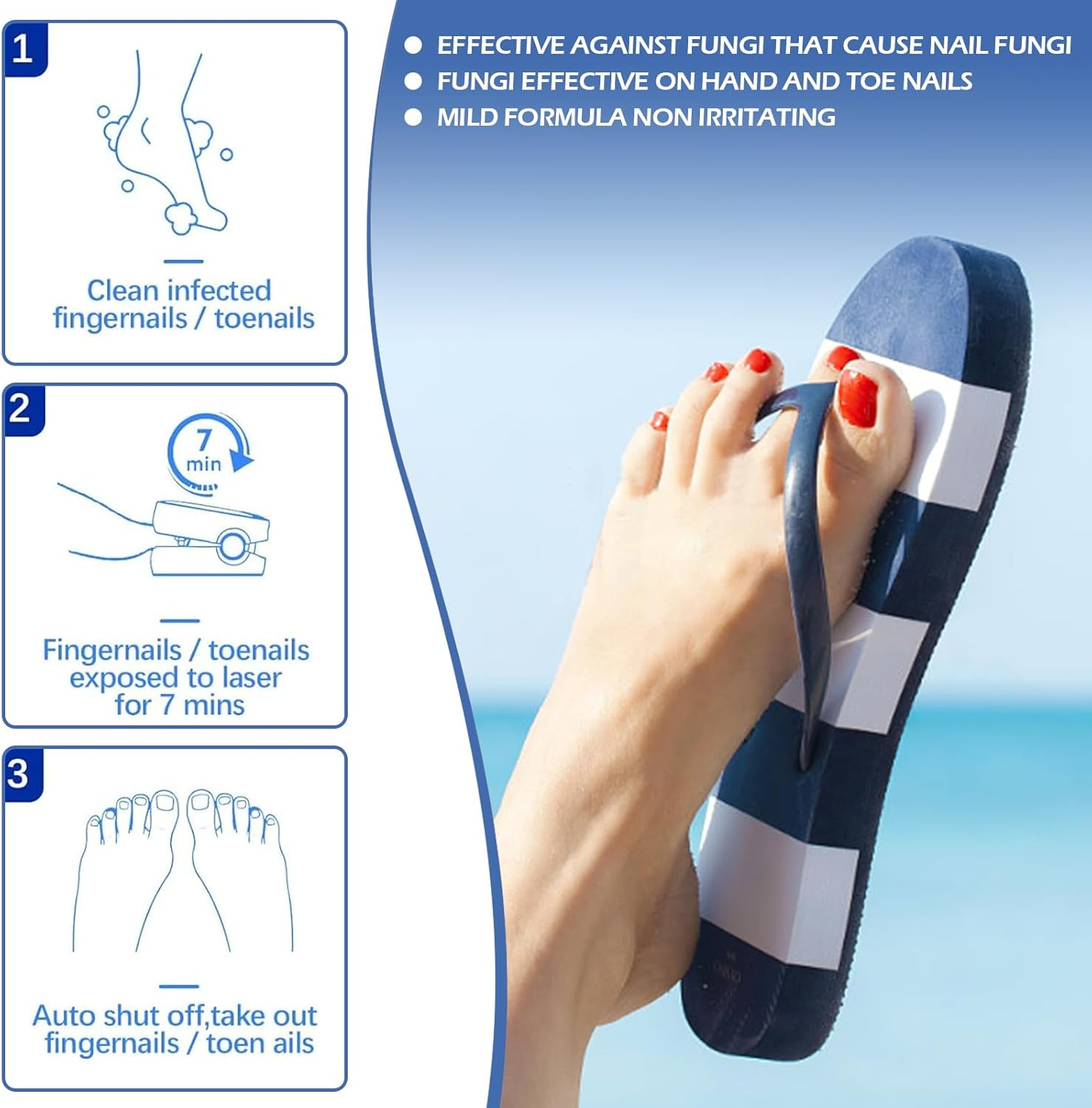 Nail Fungus Laser Treatment Device, Rechargeable Nail Fungus Laser for Fingers and Toenails, Portable Nail Cleaning Care Device, Highly Effective Nail Fungus Treatment (B) image number 6