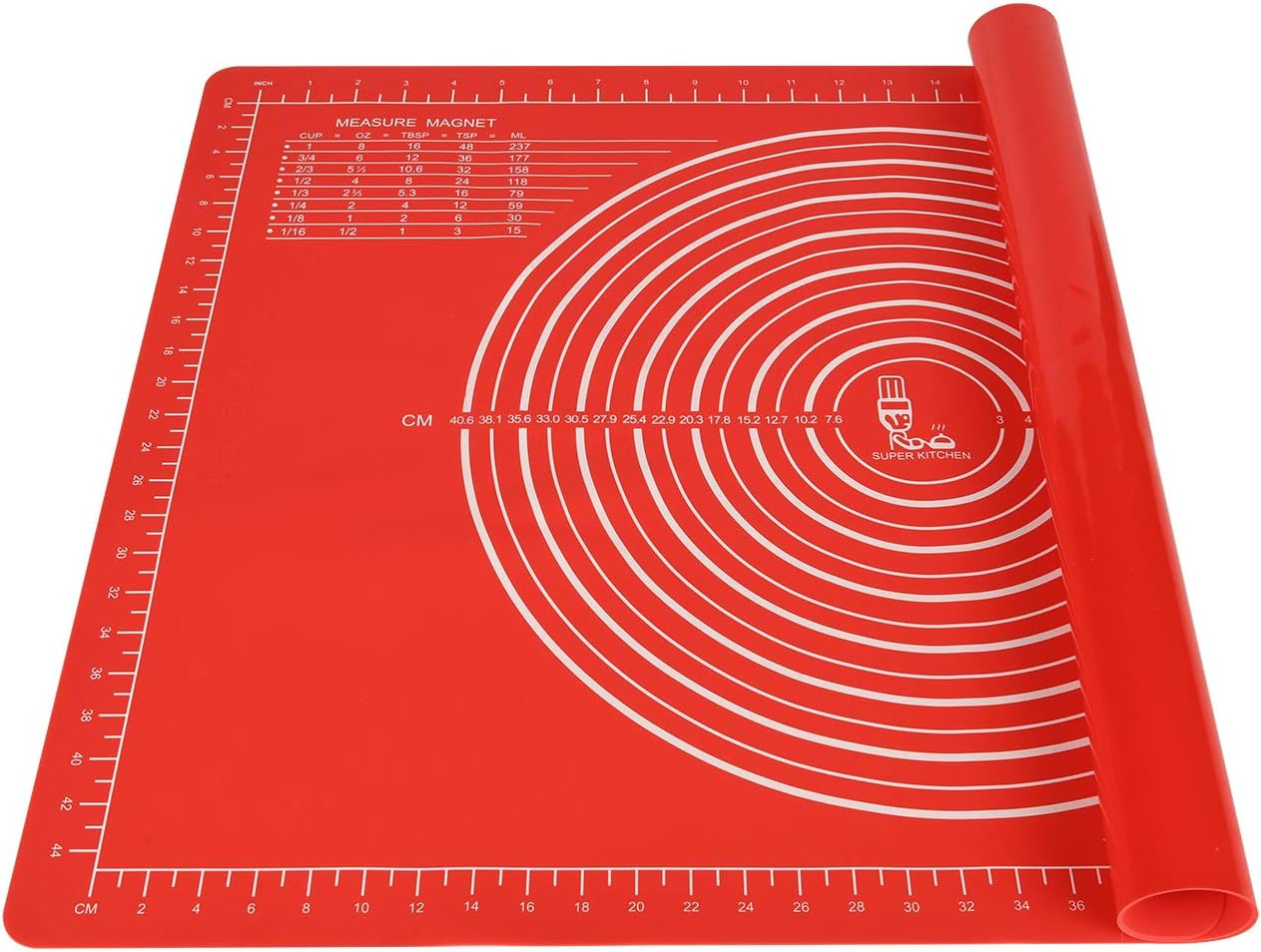 Non-Slip Silicone Pastry Mat Extra Large 28''By 20'' for Non Stick Baking Mats, Table/Countertop Placemats, Dough Rolling Mat, Kneading/Fondant/Pie Crust Mat by Super Kitchen