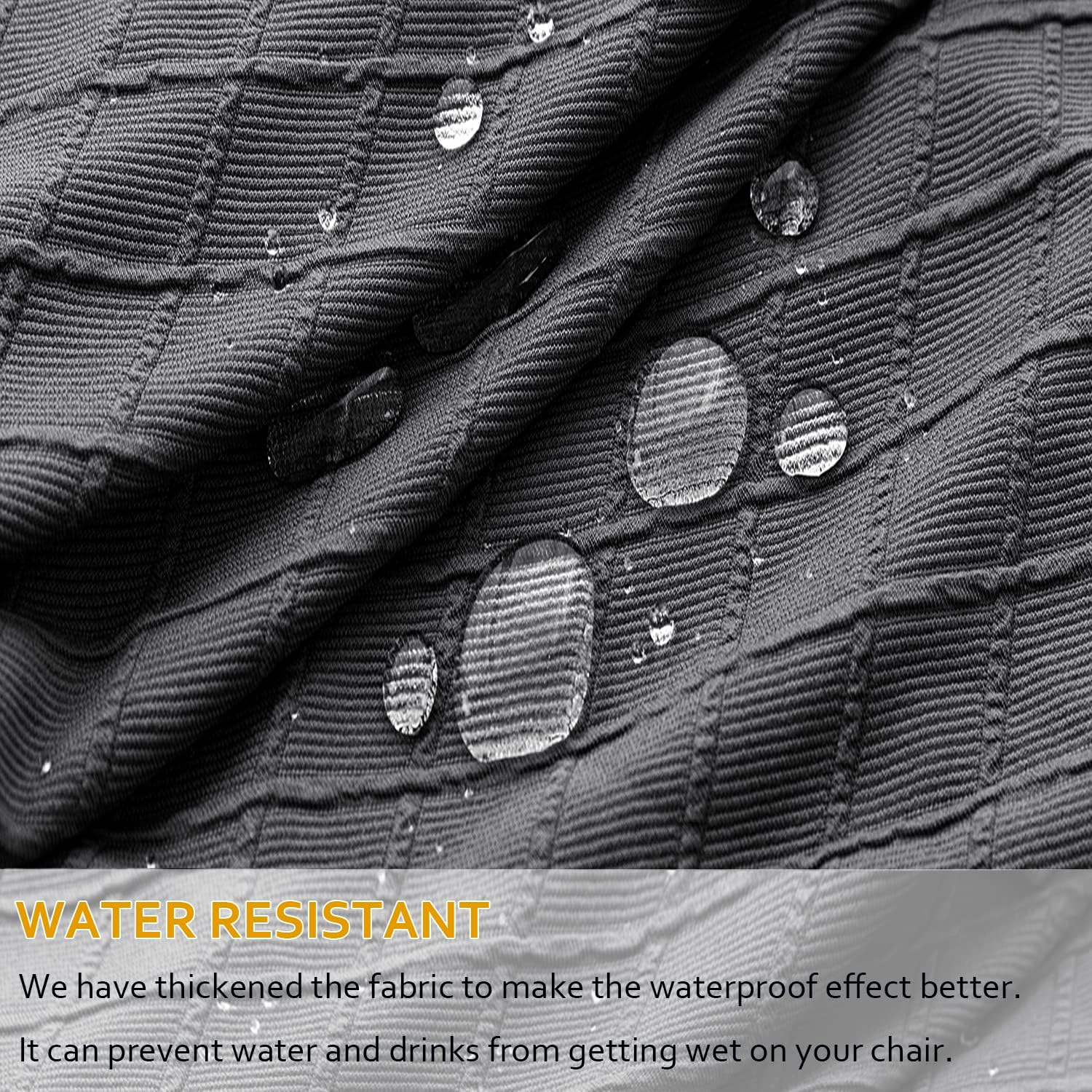 LANSHENG Stretch Rhombic Geometric Wingback Chair Covers Slipcover - Reusable Arm Chair Protector Cover, Washable Dining Chair Covers Protectors for Dining Room (Grey, Set of 2) image number 5