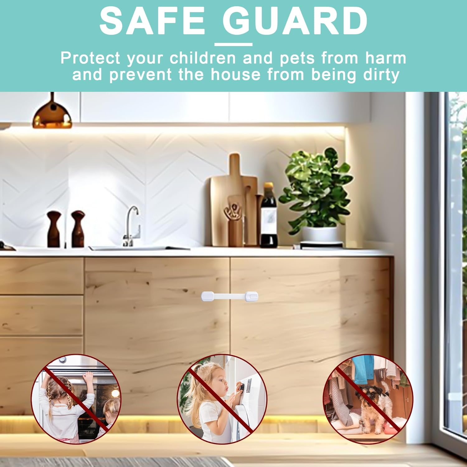 Cabinet Locks Baby Proofing -（8 Pack） Child Proof Cabinet Locks，Fridge，Oven ，Toilet Seat， Kitchen，Cupboard Appliance，Child Proof Door Lock - Multi Purpose Adjustable Strap No Drill No Screws image number 1