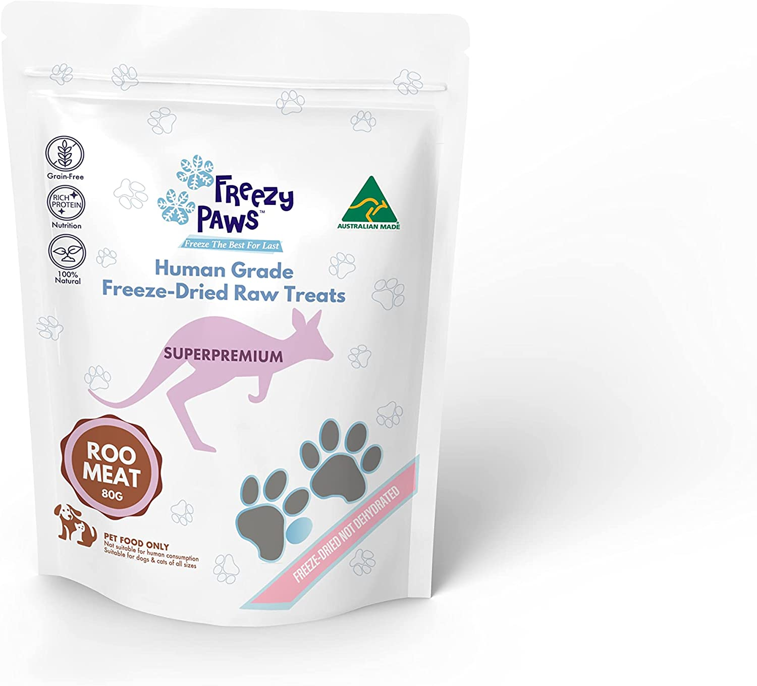 Freezy Paws Superpremium Human Grade Freeze Dried Kangaroo Meat Dog and Cat Treats, 80 G image number 2