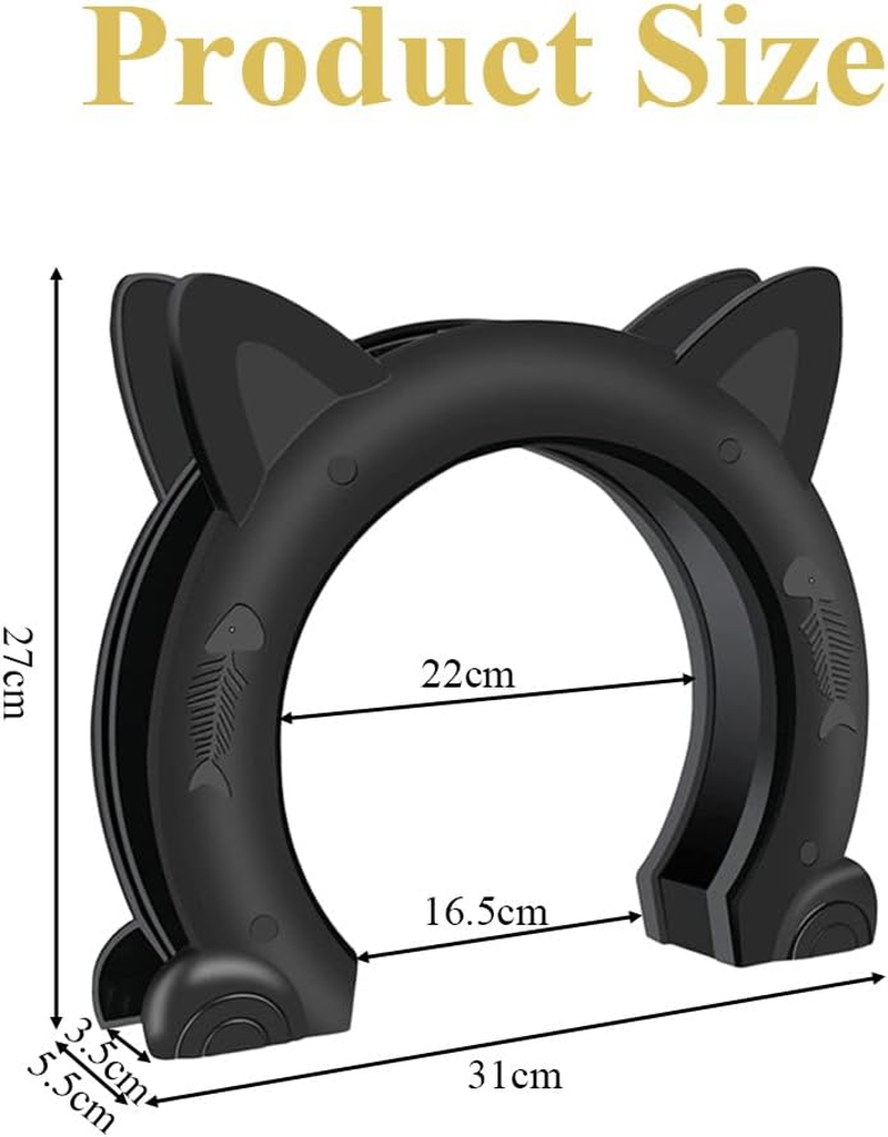 Cat Door,Hollow Core Doors,Round Pets Door,Dog Gate,For Cats and Dogs or Small Pets,Household Solid and Hollow Core Doors Convenient Pet Entry,Easy to Install,Xl (Black)