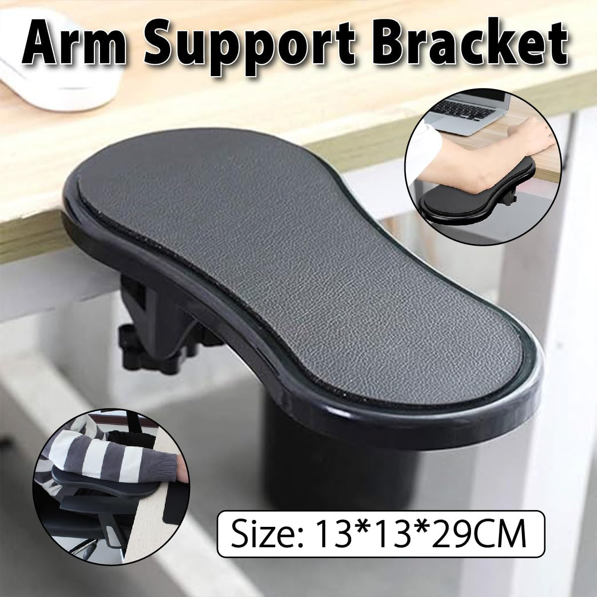 AIMALL 1PC Adjustable Arm Support Bracket Desk-Mounted Armrest with Sturdy ABS Plastic Relieves Arm Fatigue Fits Tables with Thickness of 1.57 Inches Ergonomic Design 13X13X29Cm image number 5