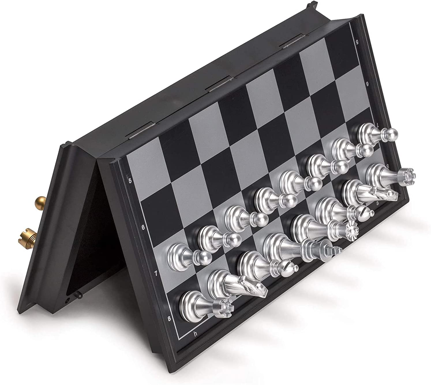 Chess Set, Magnetic Folding Gold and Silver Travel Chess Set,Classic Board Game for Beginner, Kid/Children and Adults Gift Learning and Education Toy, International Chess Set image number 5