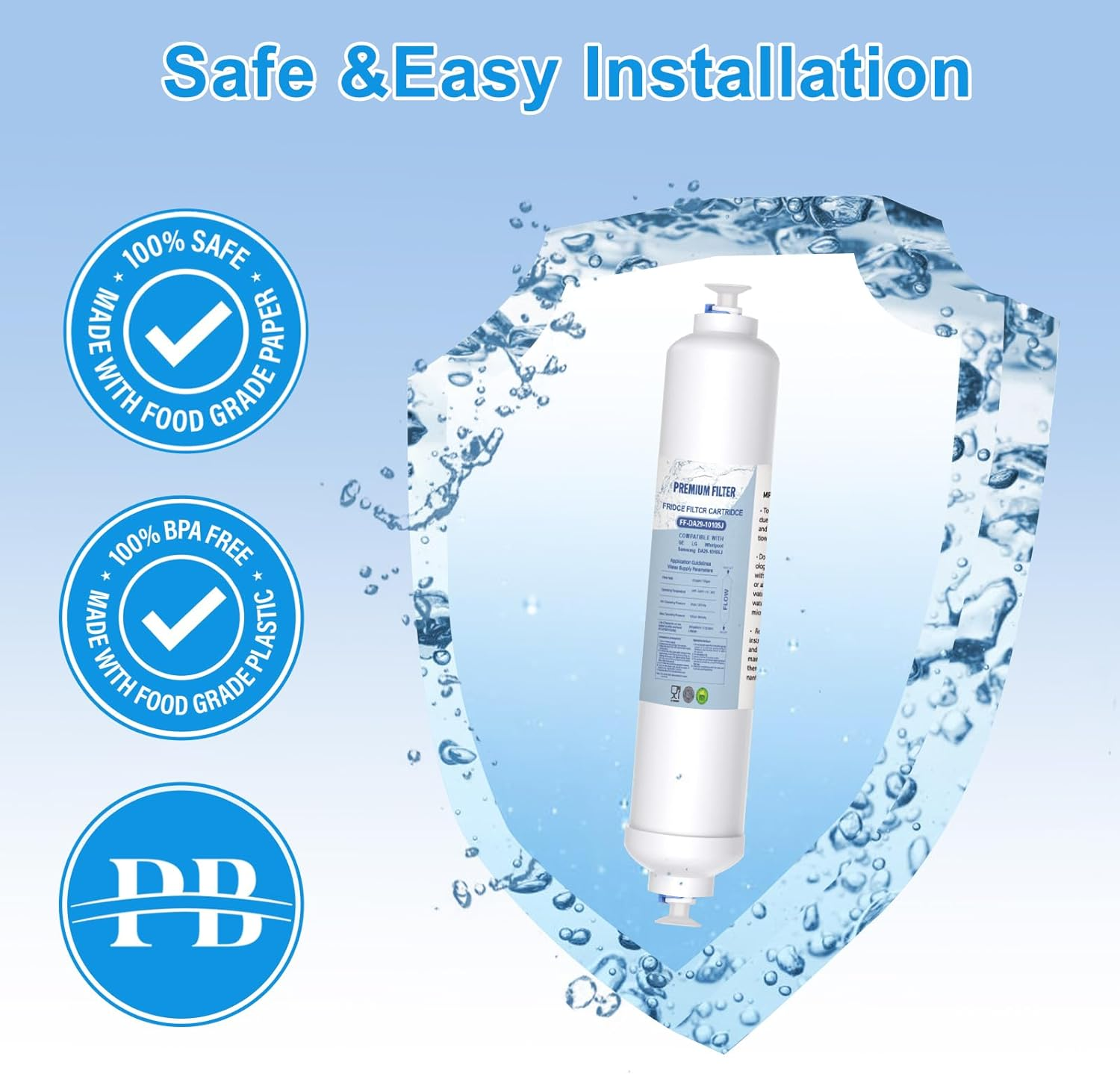 Anmumu Inline Water Filter for Ice Maker,Refrigerator,Under-Sink Reverse Osmosis Water System,Inline Carbon Filter Replacement Cartridge with 1/4" Quick-Connect Convenience(2Pack) image number 5