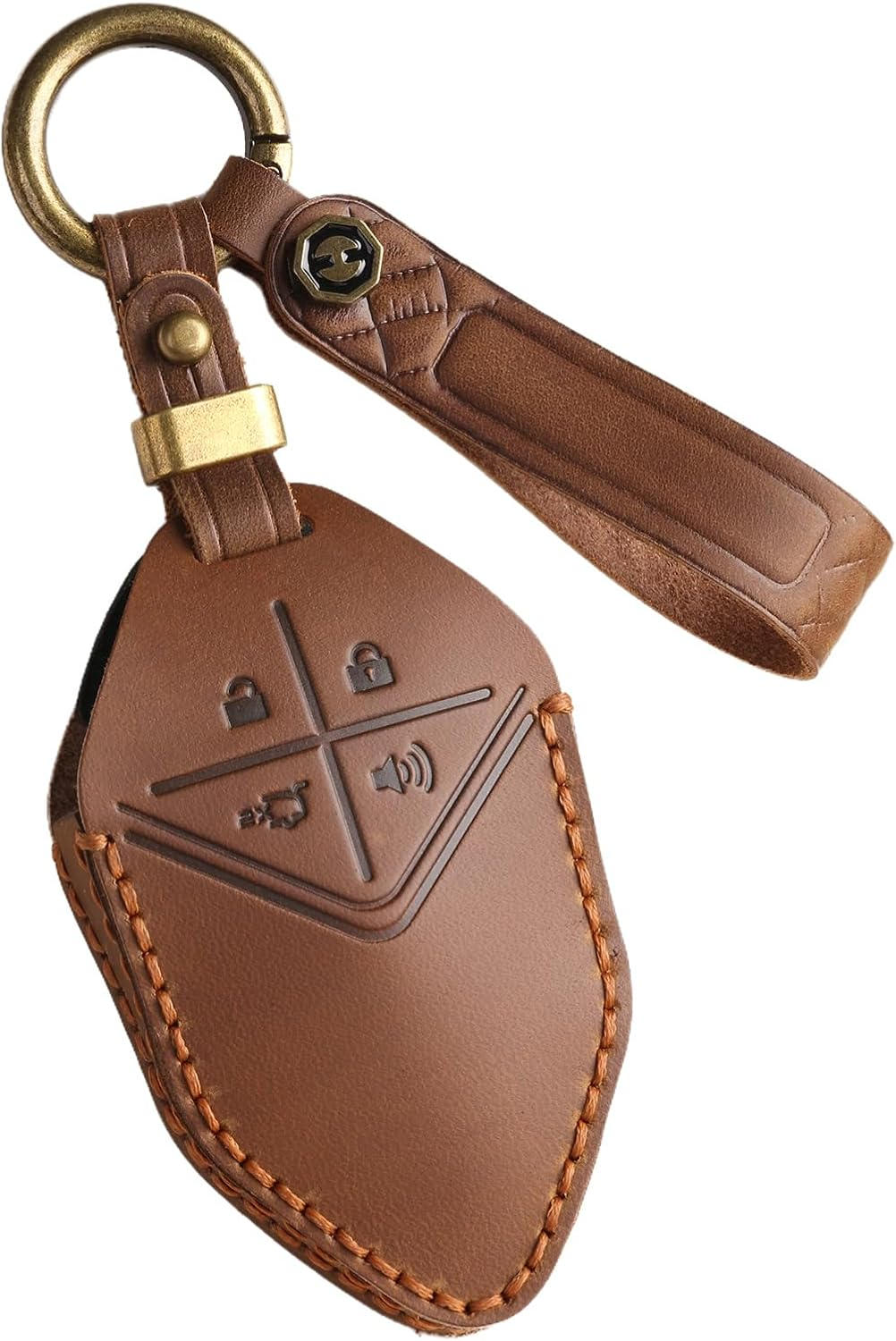 Ontto Cowhide Car Key Cover Fit for Changan Deepal S7 SL03 S07 G318 Unit UNIK CS35 plus CS55 plus CS75 Key Holder Leather Case Keyring Keychain Smart Shell Protector Accessories 4 Buttons Blue