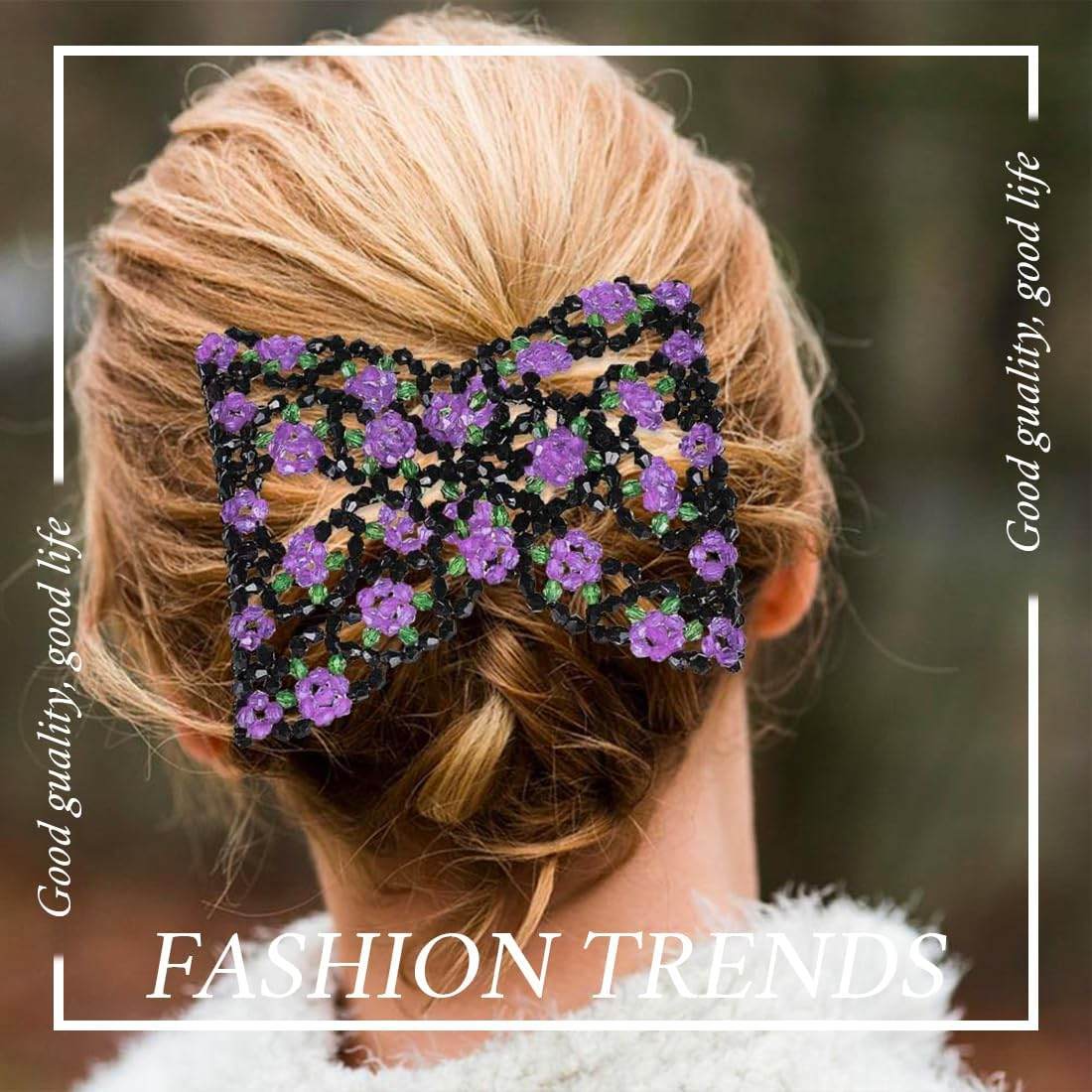 PNPGDYK Pack of 2 Flower Hair Combs for Pushing, Hair Pins, Hair Clips, Women, Durable Double Hair Comb, Beads for Women, Girls, Hair Accessories, DIY Hairstyle image number 5