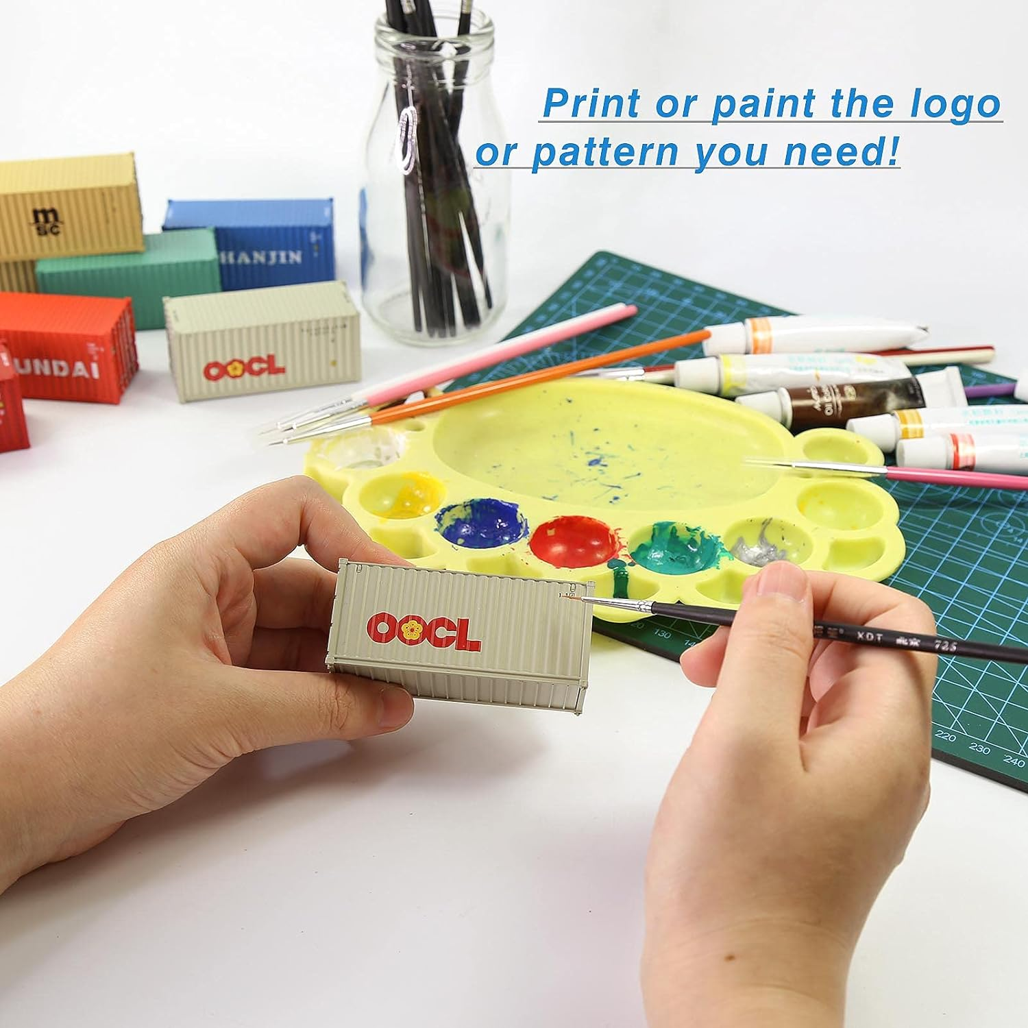 8Pcs Mixed Different 20Ft Freight Container HO Scale Model Train Accessories 1:87 20 Foot Container C8720 image number 3