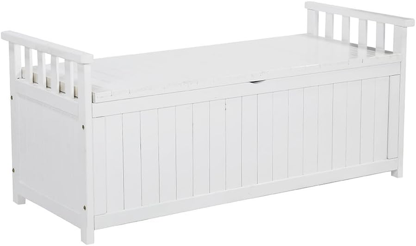 Garden Wood Bench Relax Outdoor Seating Sturdy Lounge Furniture Long Lounger with Lattice Pattern and Armrest for Patio Porch Yard Terrace Balcony Deck 144Cm Length - White