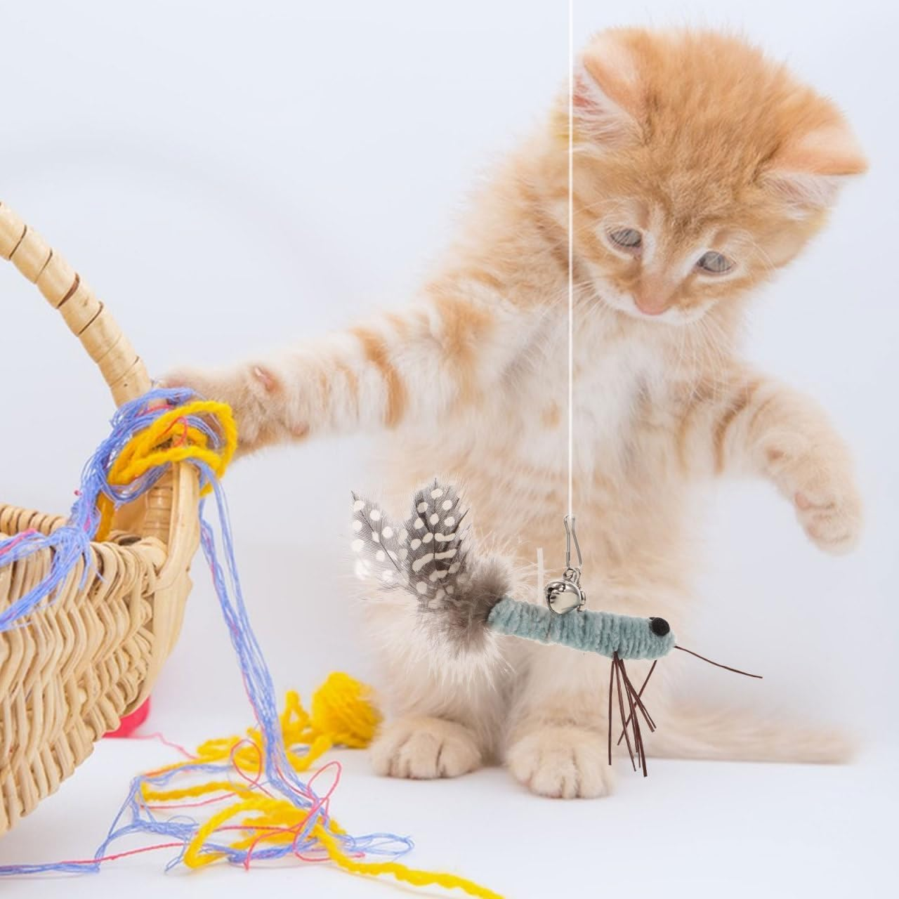 Kisangel 2Pcs Cat Teaser Replacement Heads Toys, Cat Insect Dragonfly Heads for Kitten Indoor Toys Attachment Plaything - Coffee image number 7