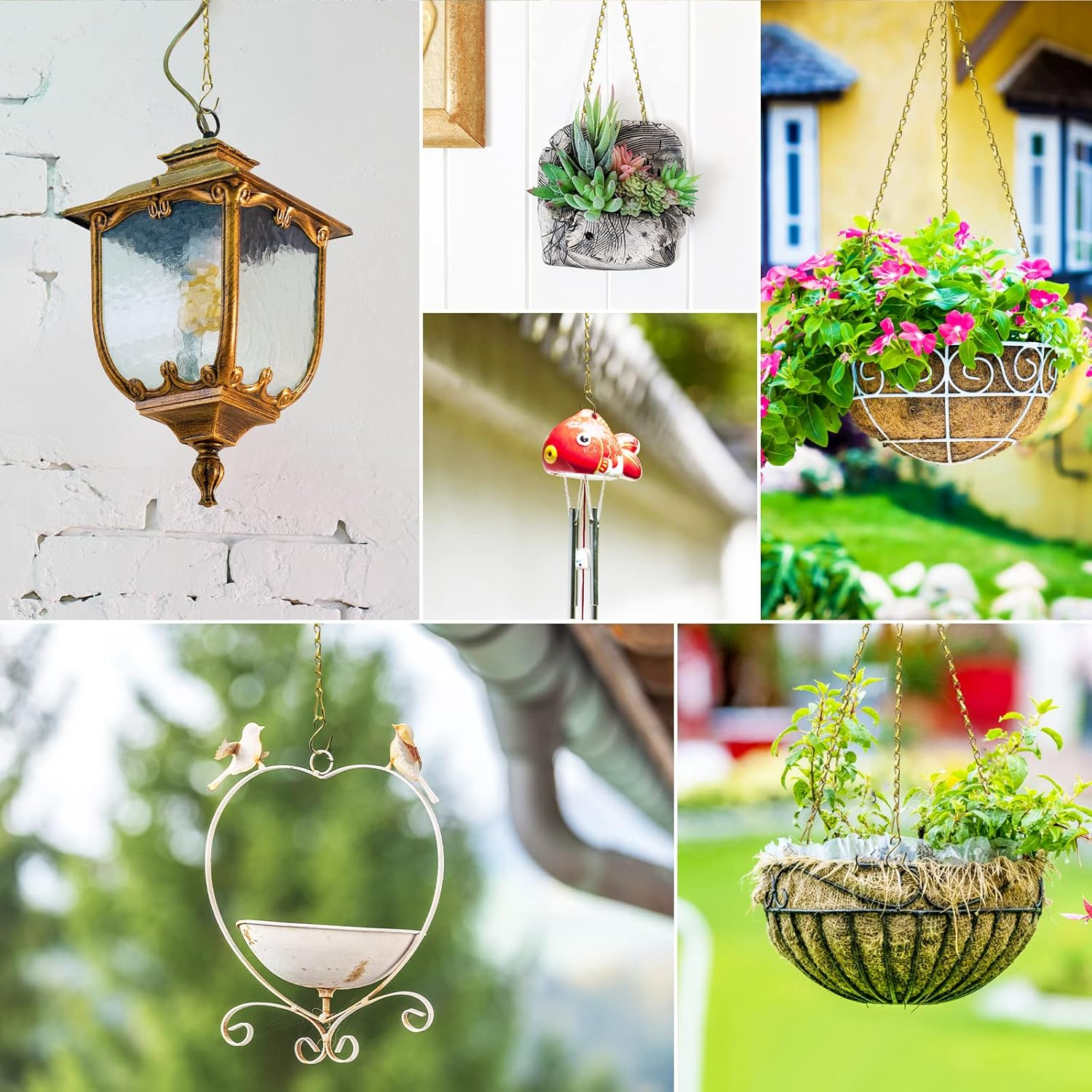 RIFNY Gold Chain for Hanging Plants, 20 Inch Small Plant Chains for Hanging Baskets Kits with Hooks for Bird Feeders Planters Billboards Lanterns Wind Chimes Ornaments Outdoor Indoor Use (10 PCS) image number 4