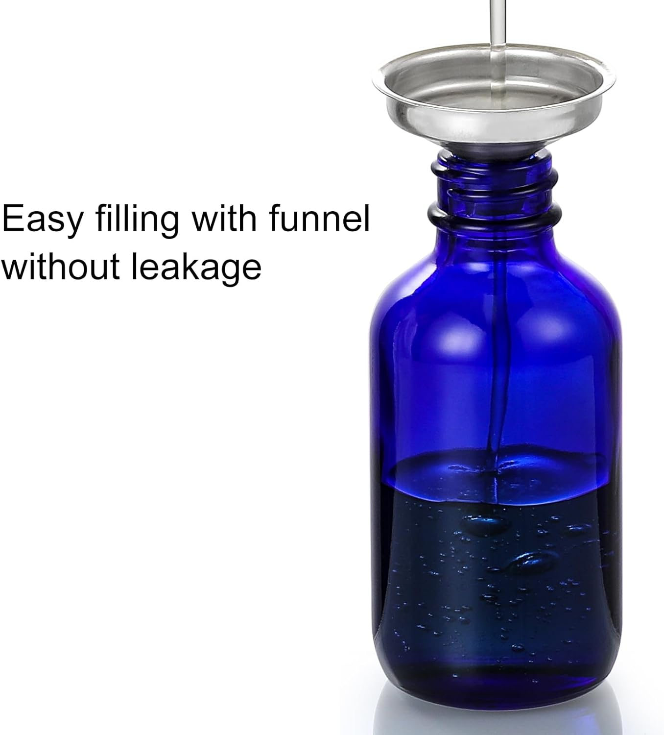 AOZITA 4 Pack, 2 Oz Blue Dropper Bottles with Funnel & Labels - 60Ml Thick Dark Blue Glass Tincture Bottles - Leakproof for Essential Oils, Personal Care & Beauty image number 6