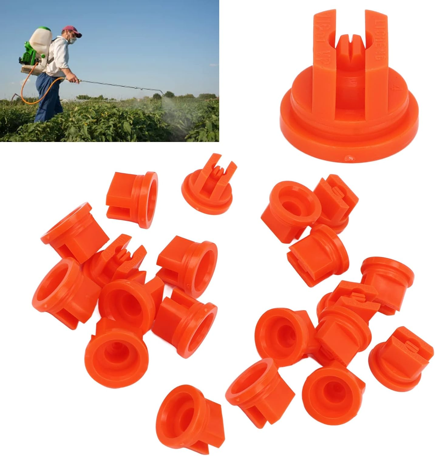 Fan Shaped Sprayer Nozzle, Flat Fan Spray Tip 20Pcs Lightweight Even Spray Distribution High Pressure Replacement for Plant Protection Drone (Orange) image number 5