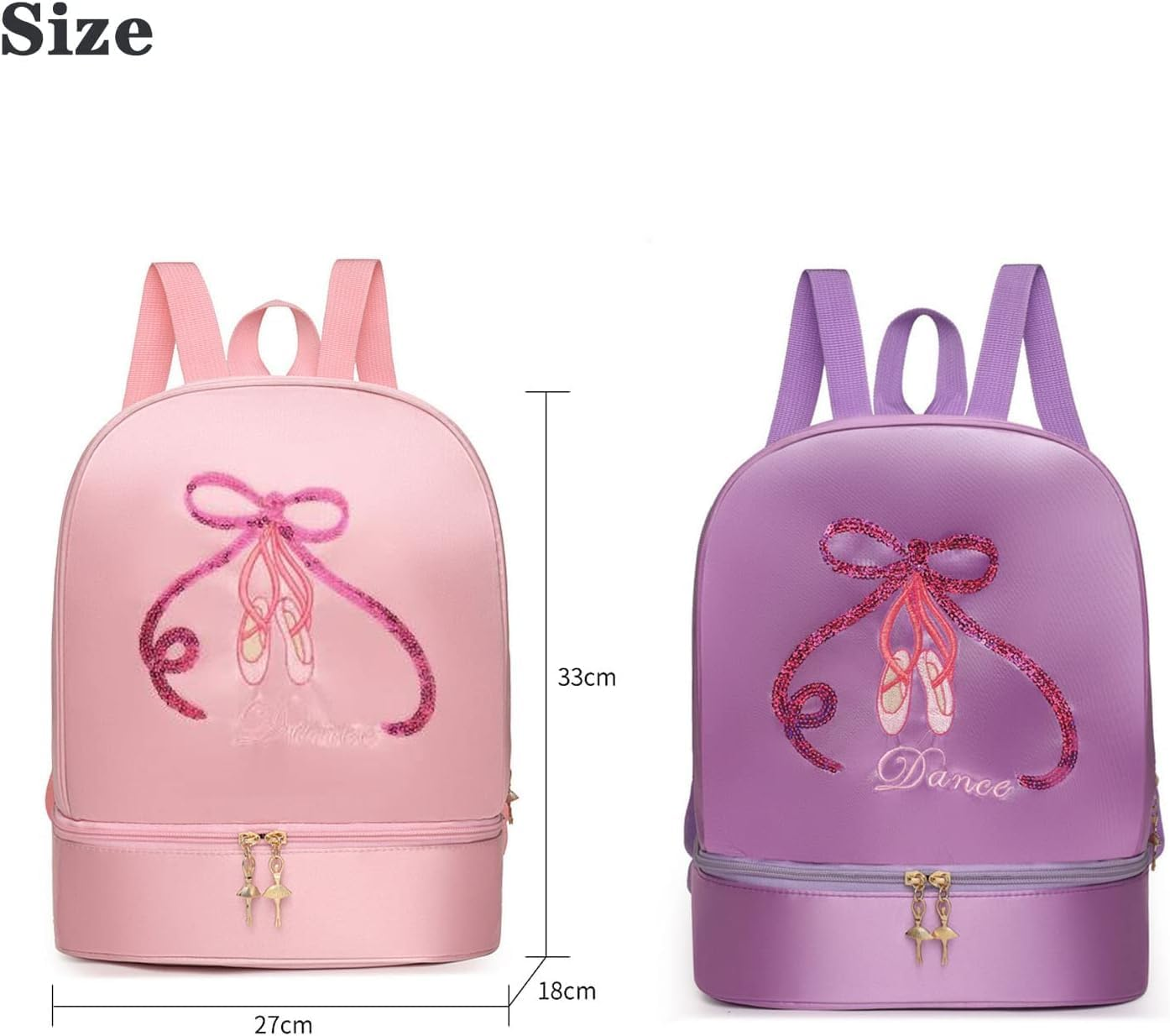 Ballet Dance Backpack with Separate Shoe Compartment,Little Girls Ballerina Bag Embroidery Dance Toddler Bag Storage Bag image number 2