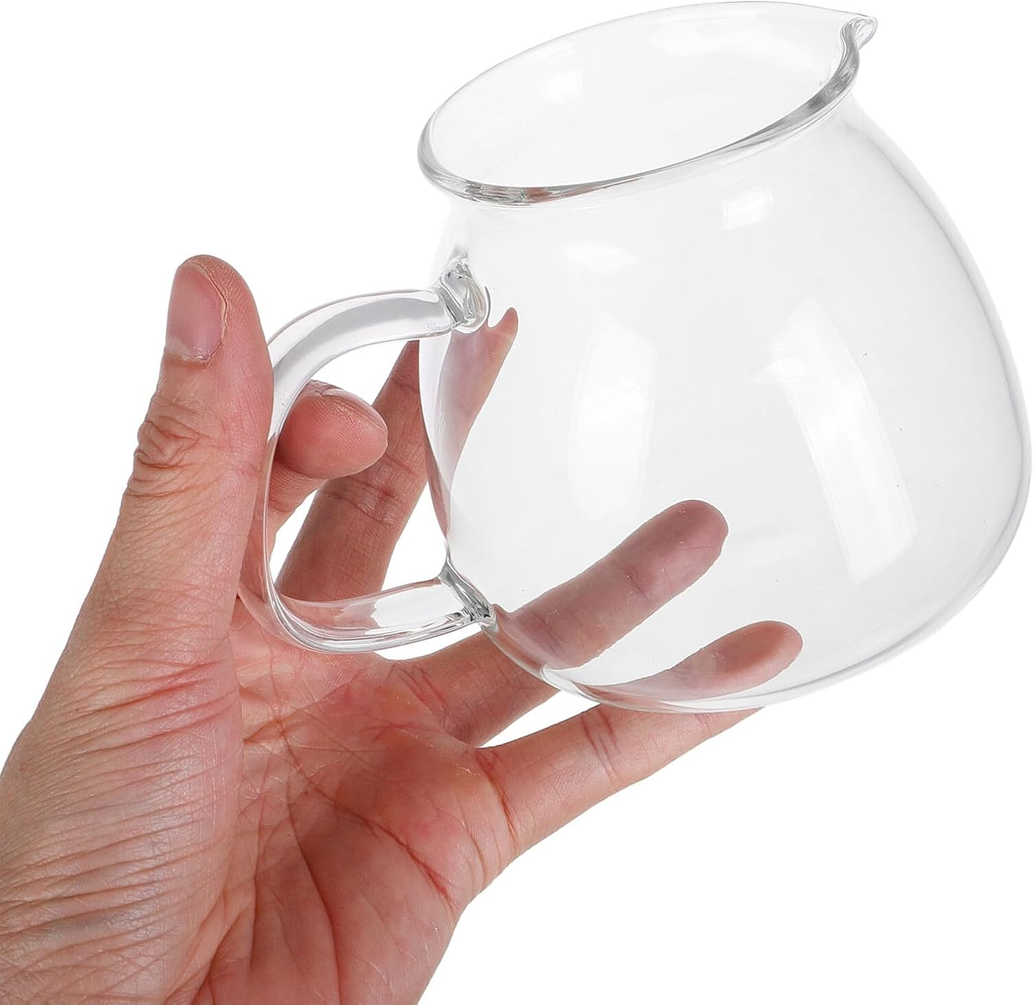 SHINEOFI Manual Pour Coffee Pot Small Glass Jug for Sharing Turkish and Espresso Coffee with High Transparency Glass Server for Tea Brewing and Precise Water Control in Stylish Kitchen