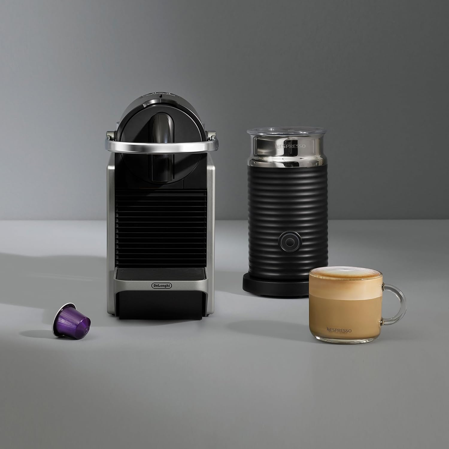 De'Longhi Nespresso Pixie & Aeroccino3 EN127SAE, Capsule Coffee Machine with Milk Frother, Espresso + Lungo Coffee, ECO Mode, Aeroccino Included, 19 Bar Pressure System, Welcome Pack Included, Silver image number 2