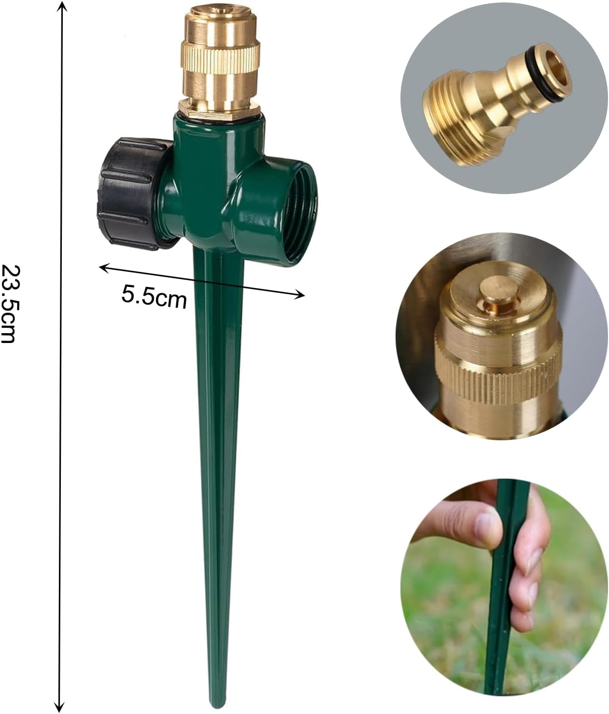 Winbay Metal Lawn Sprinkler, Automatic Brass Sprinkler with Spike Base, 360 Degree Adjustable Sprinklers Nozzle, Large Area Coverage for Lawn Grass Patio Garden Irrigation image number 6