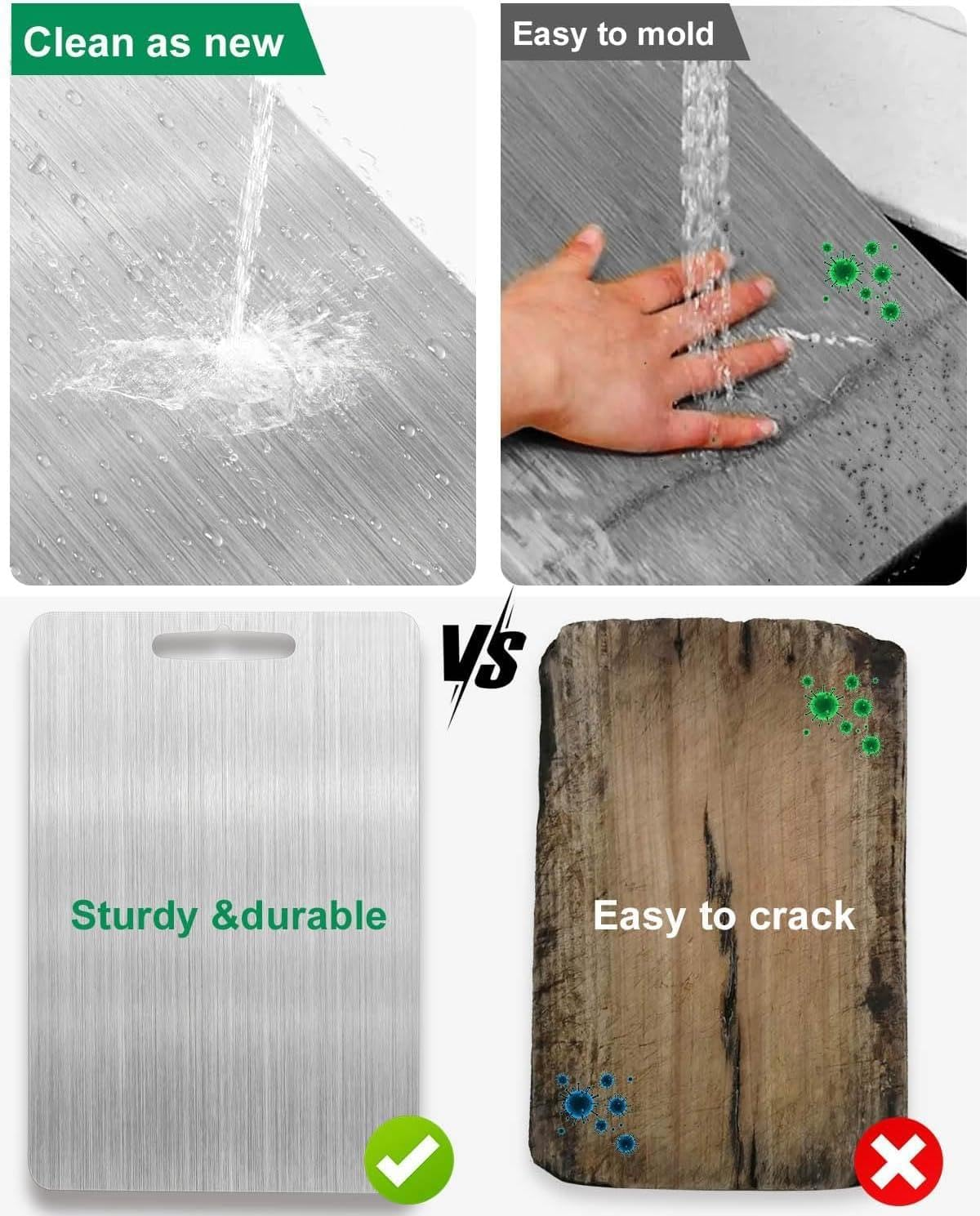 Titanium Cutting Board-Stainless Steel Cutting Board,2024 New Upgrade Double Sided Food-Grade Titanium Board,Dishwasher Safe Ideal for Cutting Boards for Kitchen (34&times;23Cm) image number 3