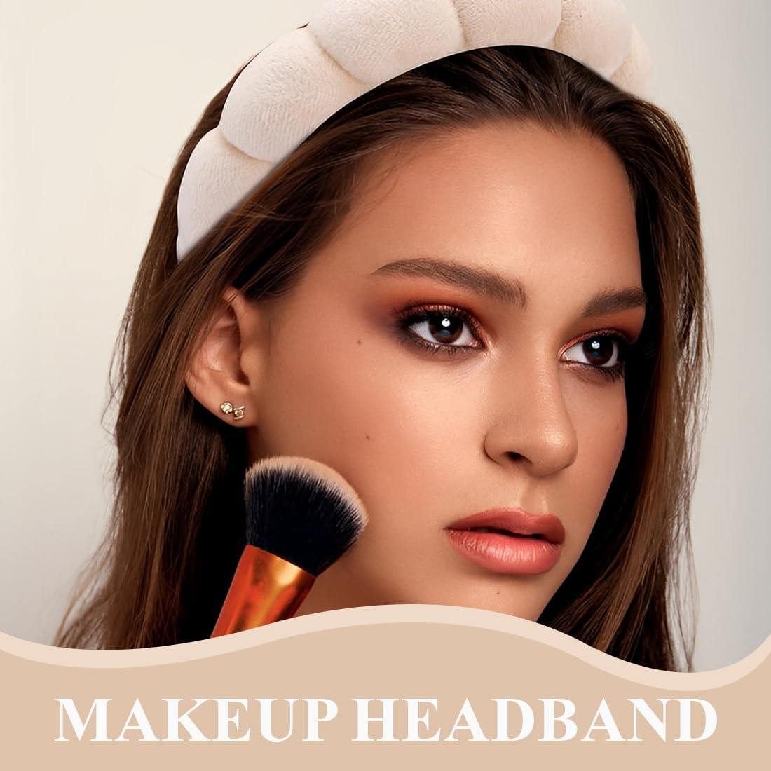 GGUFAY Spa Headband for Washing Face Wristband Set Sponge Soft Terry Cloth Makeup Skin Care Non-Slip Headband for Women image number 5