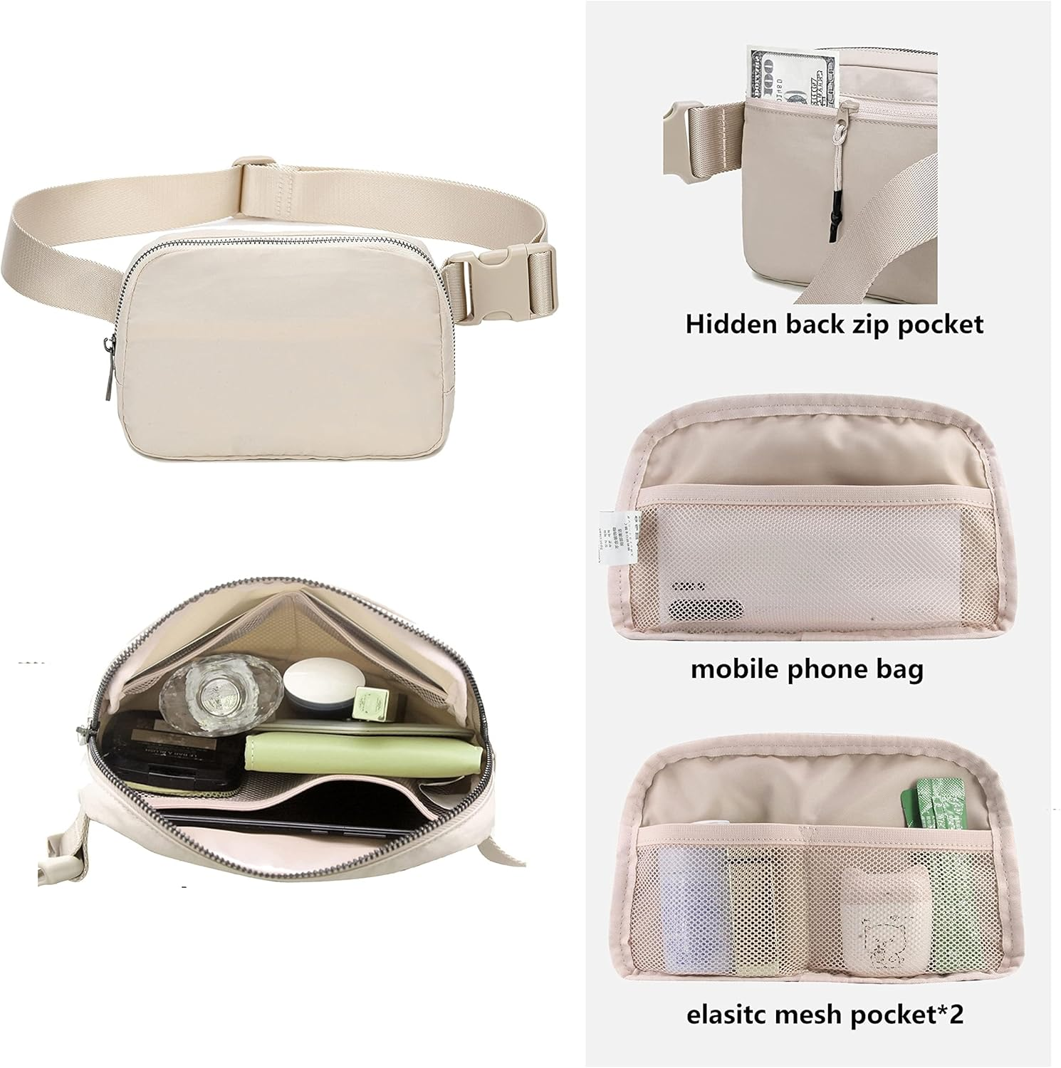 Belt Bag Waist Pack Bum Bag Fanny Pack Crossbody for Women with Adjustable Strap Small Waist Pouch for Travel Workout Running and Travel image number 6