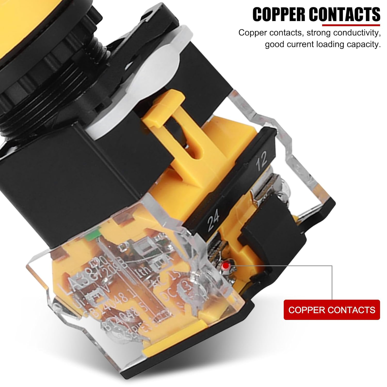 3Pcs 440V 10A Push Button Switch,22Mm Emergency Stop Push Switch,On off Push Button Industrial Parts Engineering Plastic Push Button Switch