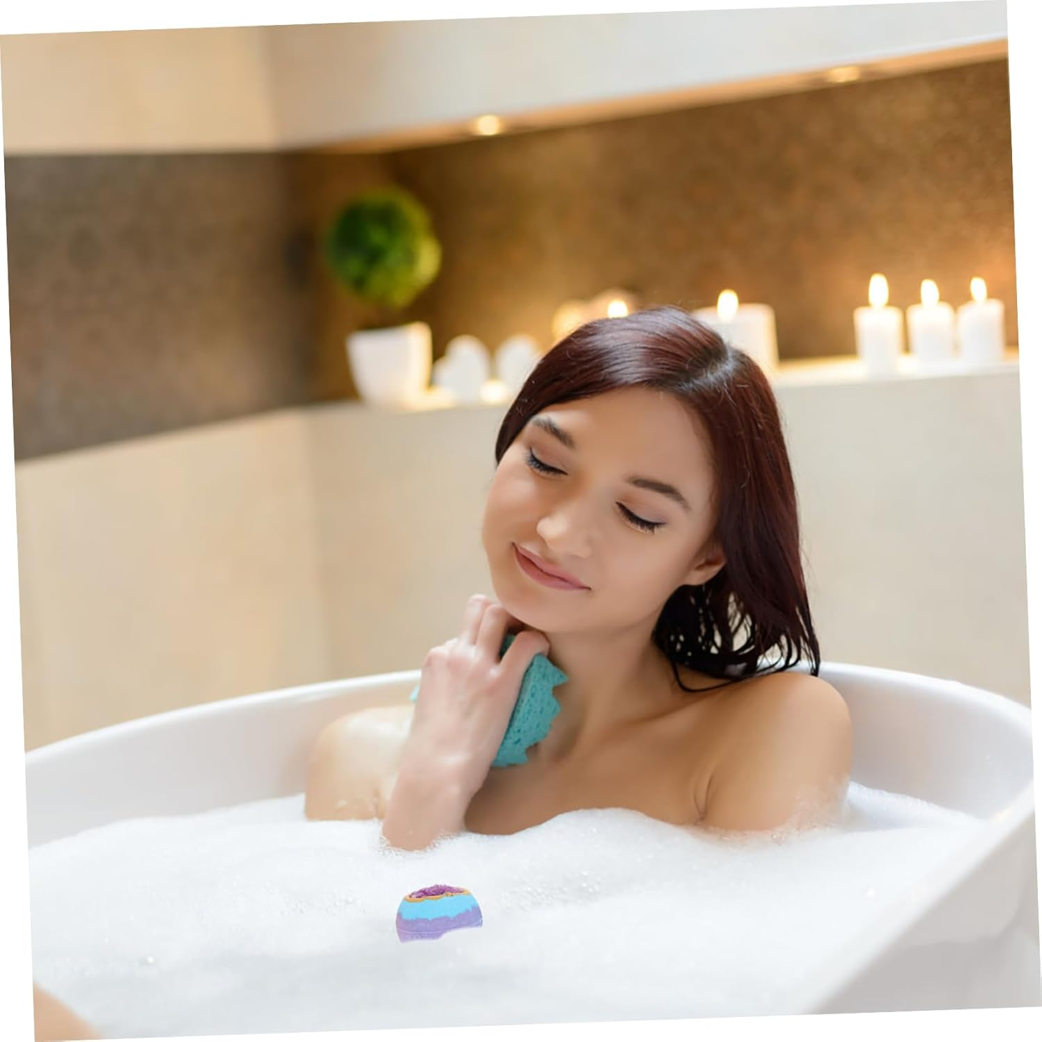 4-Pack Portable Spa Bath Set Box Sea Salt Essential Oil Bubble Balls Relaxing Bath Accessories Face Foot Skin Cleanser for Family Friends image number 1