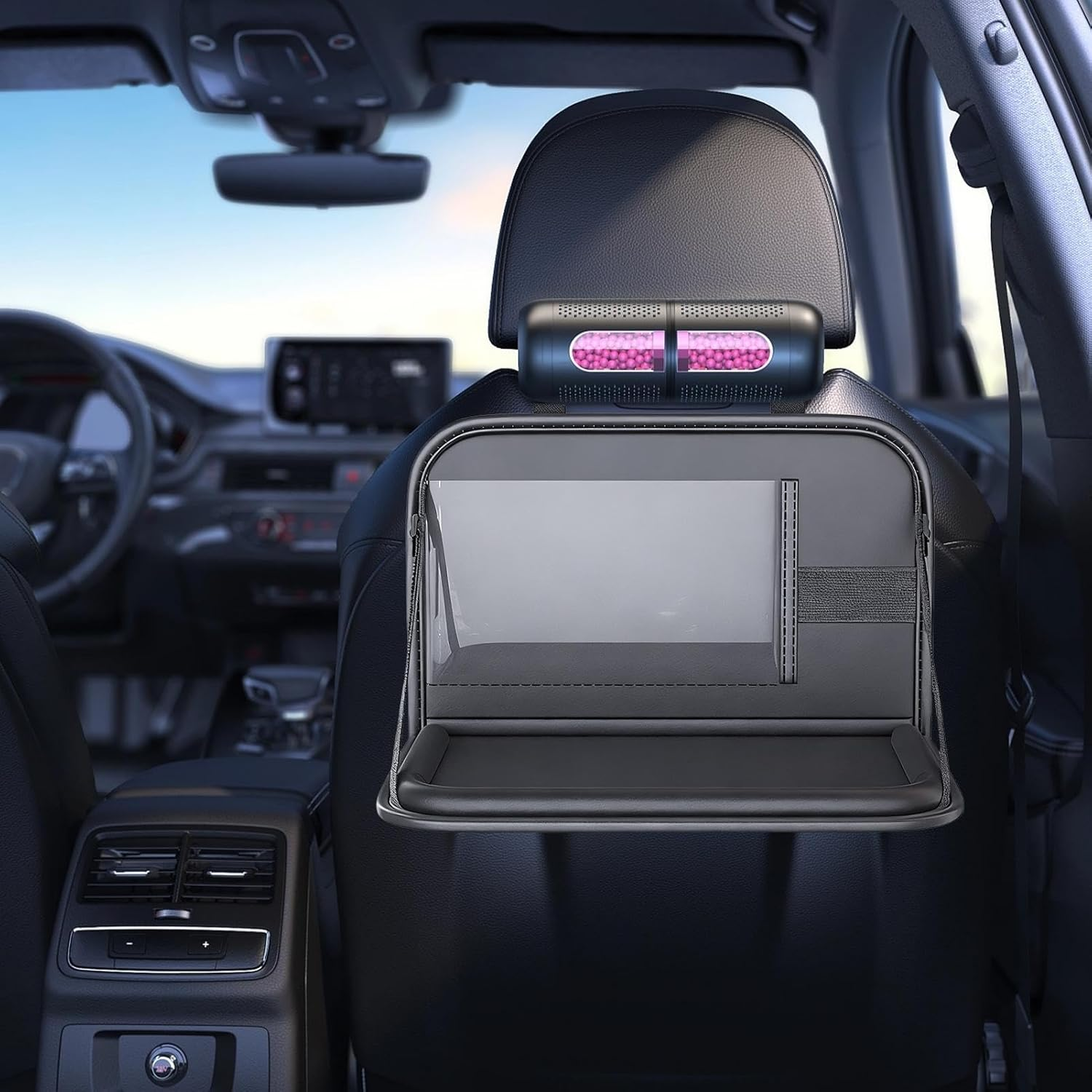 Tray for Car Seat - Folding Laptop Holder Rear Storage,Table for Car Seat - for Long Ride Toddler Airplane Camping Snack Time Eating Office Work Passenger image number 5