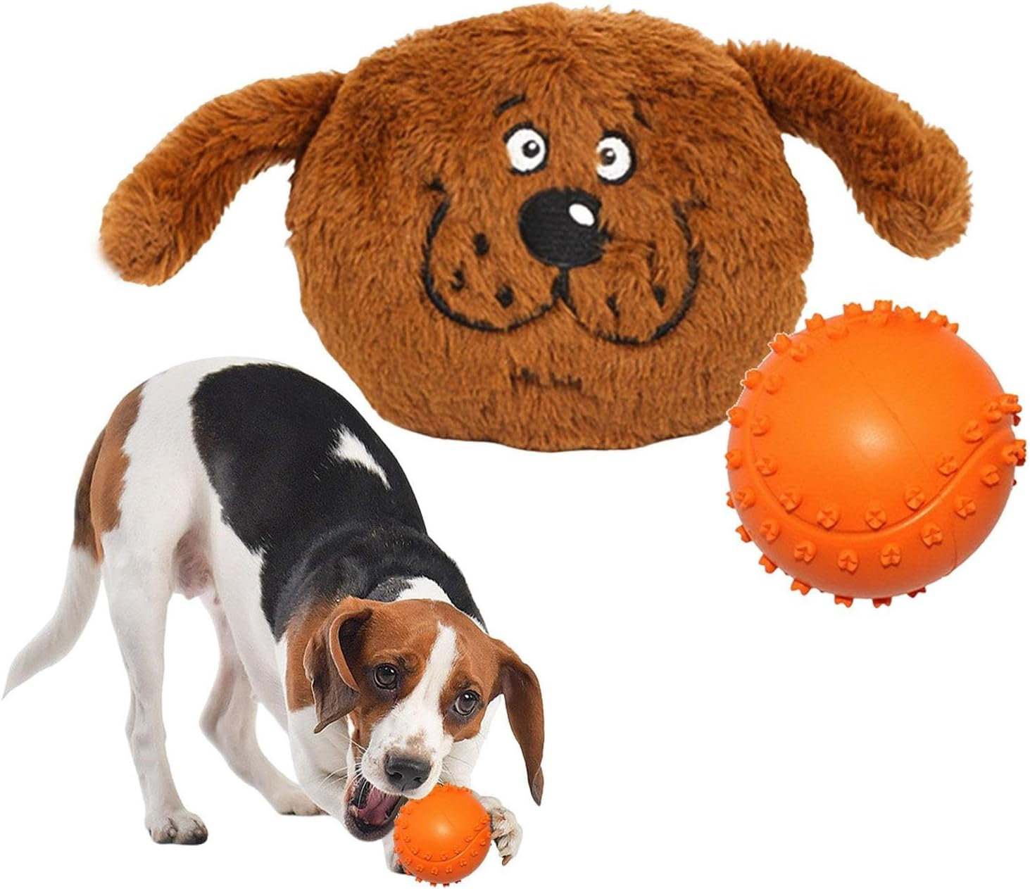 Dog Toys Squeaky Ball | Rubber 2 in 1 Beast Shaped Dog Chew Toy | Sound Dog Ball, Dog Teething Toys for Puppy Small Medium Dogs, Pet Sound Toys Catcoq