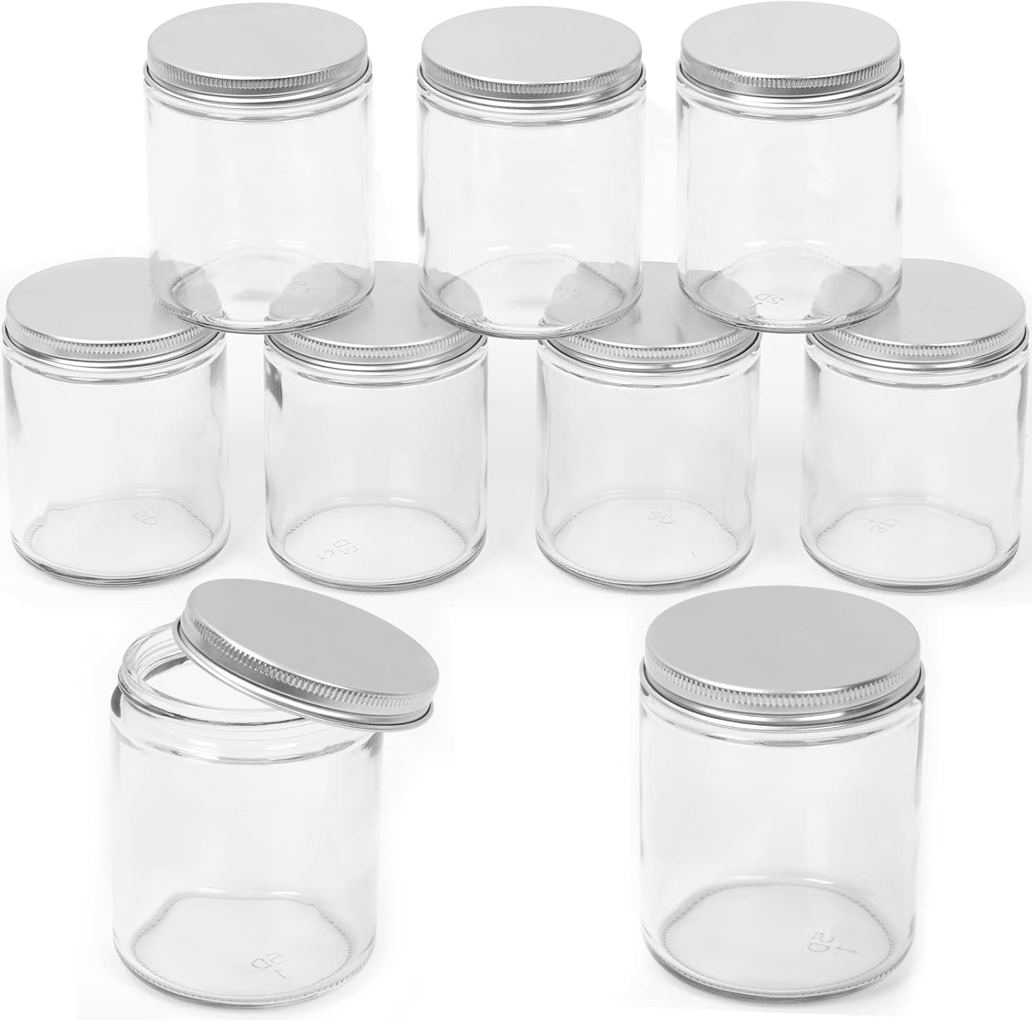 Swpeet 12 Packs 4 Oz - 120ML Transparent Glass Jar with Silver Lid Assortment Kit, round Containers Cosmetic Glass Jars with Lids Travel Jars Cosmetic Containers for Cream, Lotion